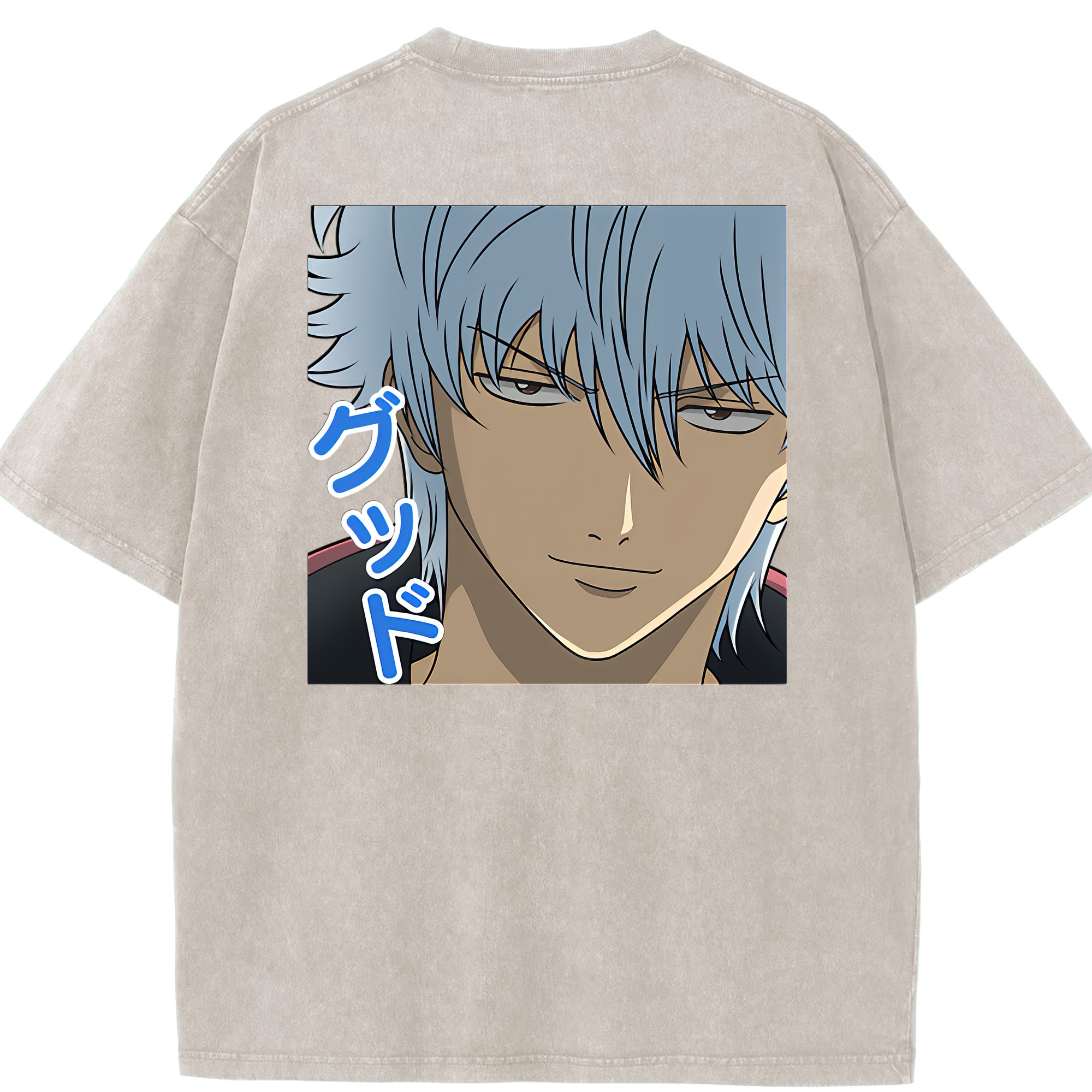 （画像用） ぎんたま 坂田銀時（さかたぎんとき） 神楽 志村新八（しむら しんぱち） GINTAMA Sakata Gintoki Kagura Shimura Shinpachi 綿100% ヴィンテージ風 半袖Tシャツ（背面プリント）