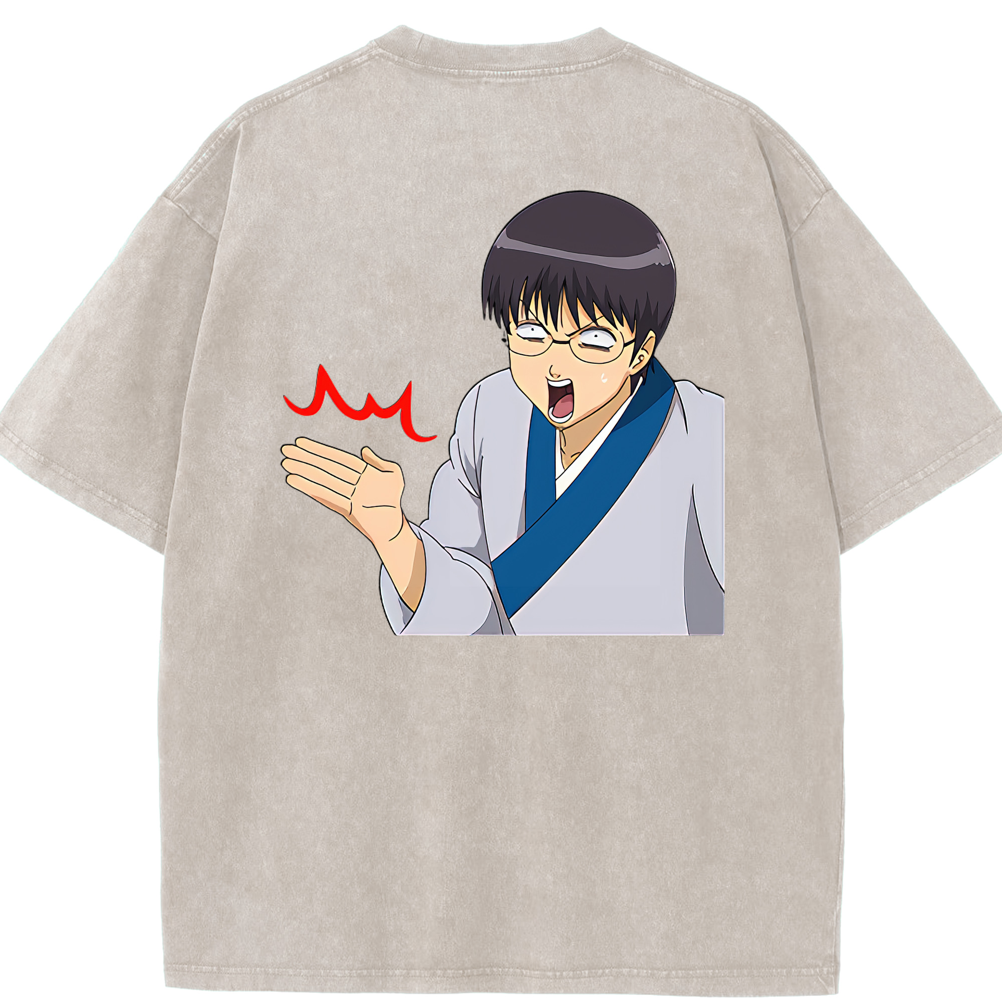 （画像用） ぎんたま 坂田銀時（さかたぎんとき） 神楽 志村新八（しむら しんぱち） GINTAMA Sakata Gintoki Kagura Shimura Shinpachi 綿100% ヴィンテージ風 半袖Tシャツ（背面プリント）