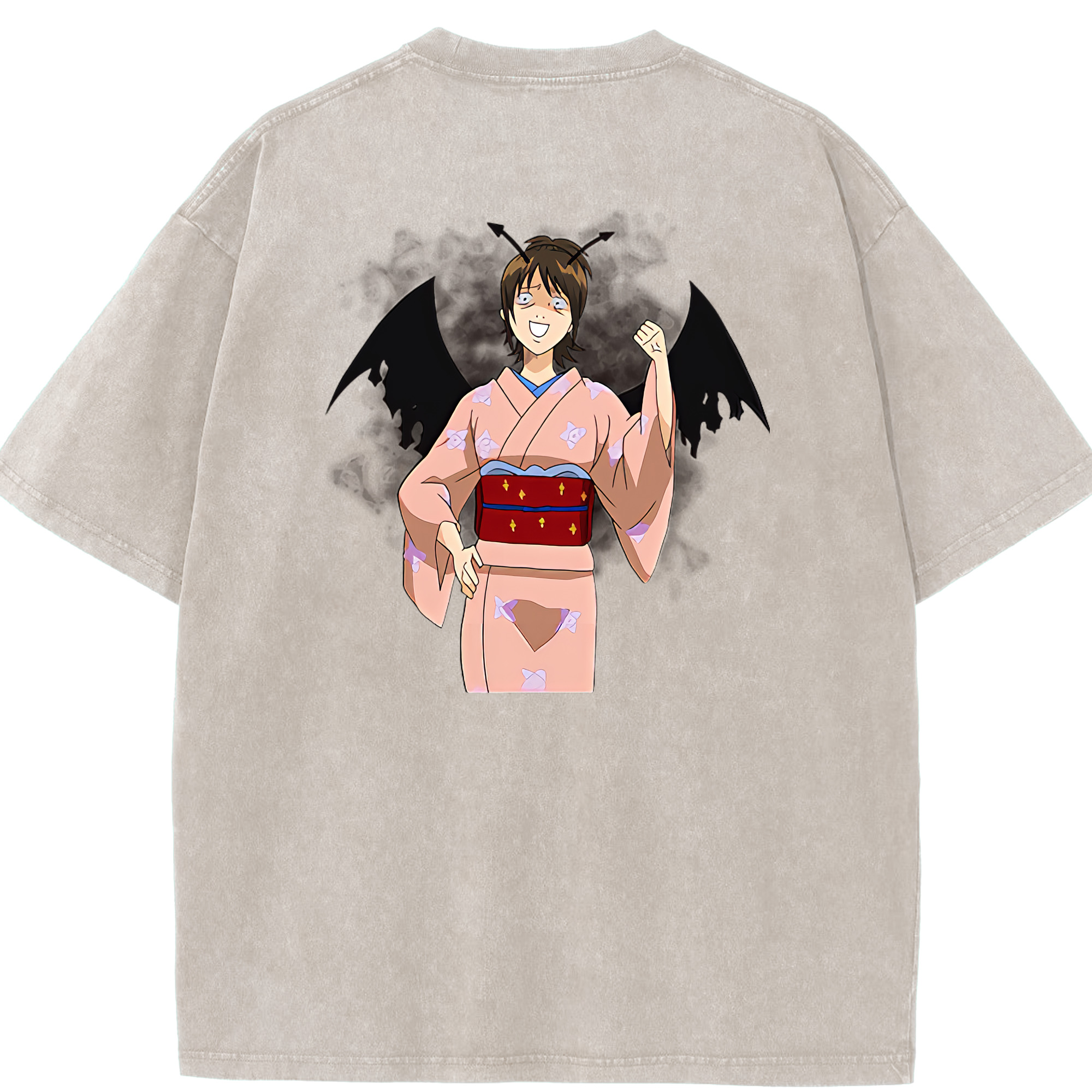 （画像用） ぎんたま 坂田銀時（さかたぎんとき） 神楽 志村新八（しむら しんぱち） GINTAMA Sakata Gintoki Kagura Shimura Shinpachi 綿100% ヴィンテージ風 半袖Tシャツ（背面プリント）