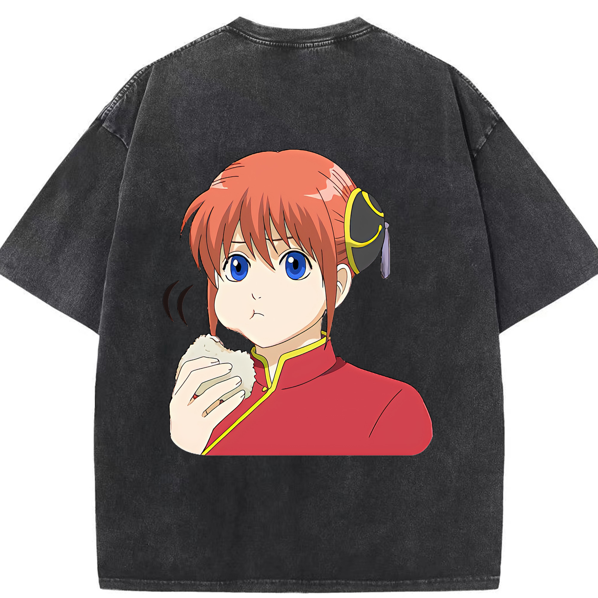 （画像用） ぎんたま 坂田銀時（さかたぎんとき） 神楽 志村新八（しむら しんぱち） GINTAMA Sakata Gintoki Kagura Shimura Shinpachi 綿100% ヴィンテージ風 半袖Tシャツ（背面プリント）