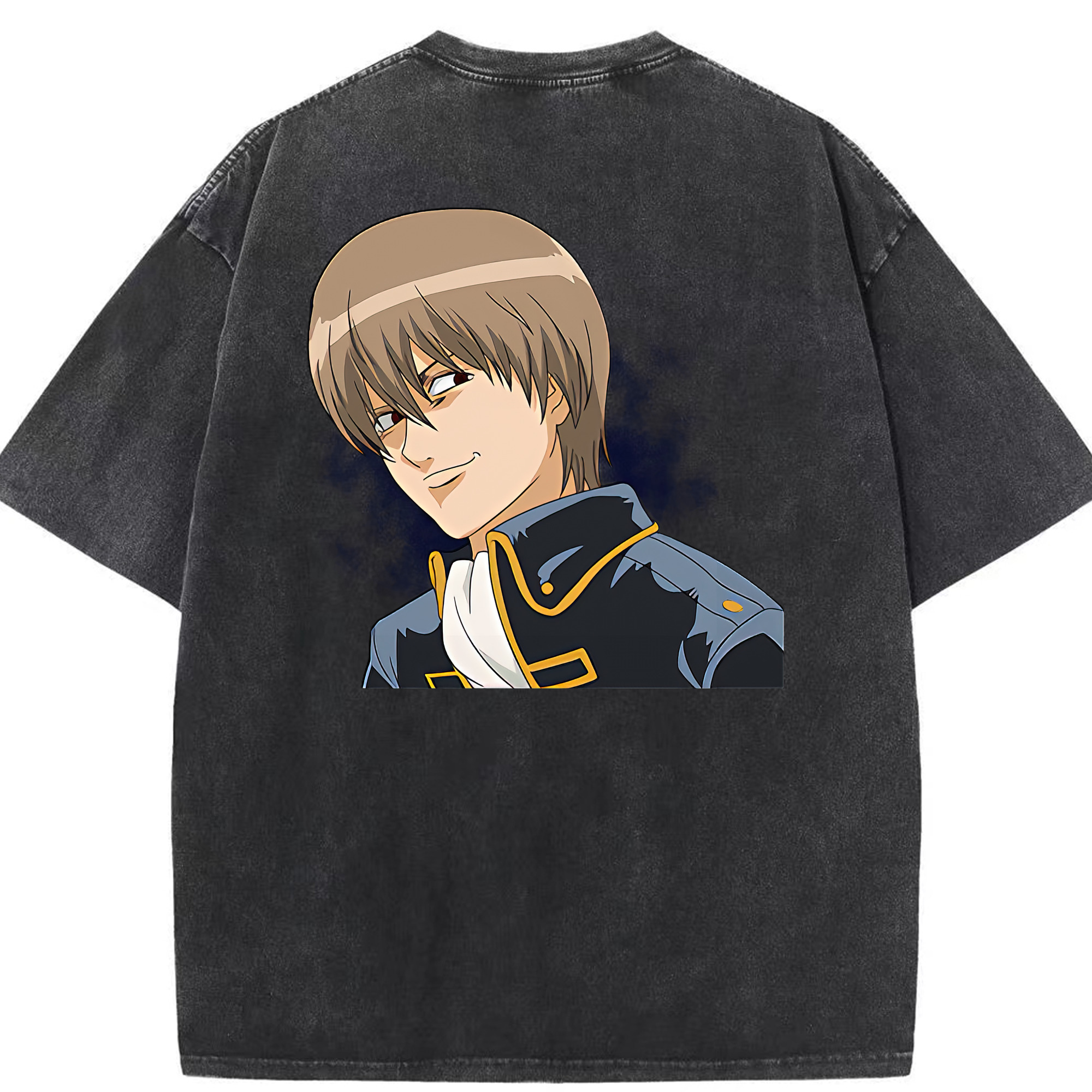 （画像用） ぎんたま 坂田銀時（さかたぎんとき） 神楽 志村新八（しむら しんぱち） GINTAMA Sakata Gintoki Kagura Shimura Shinpachi 綿100% ヴィンテージ風 半袖Tシャツ（背面プリント）