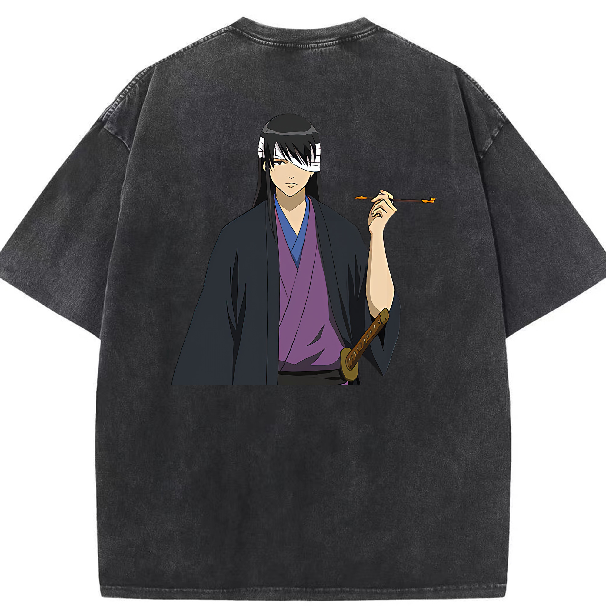 （画像用） ぎんたま 坂田銀時（さかたぎんとき） 神楽 志村新八（しむら しんぱち） GINTAMA Sakata Gintoki Kagura Shimura Shinpachi 綿100% ヴィンテージ風 半袖Tシャツ（背面プリント）