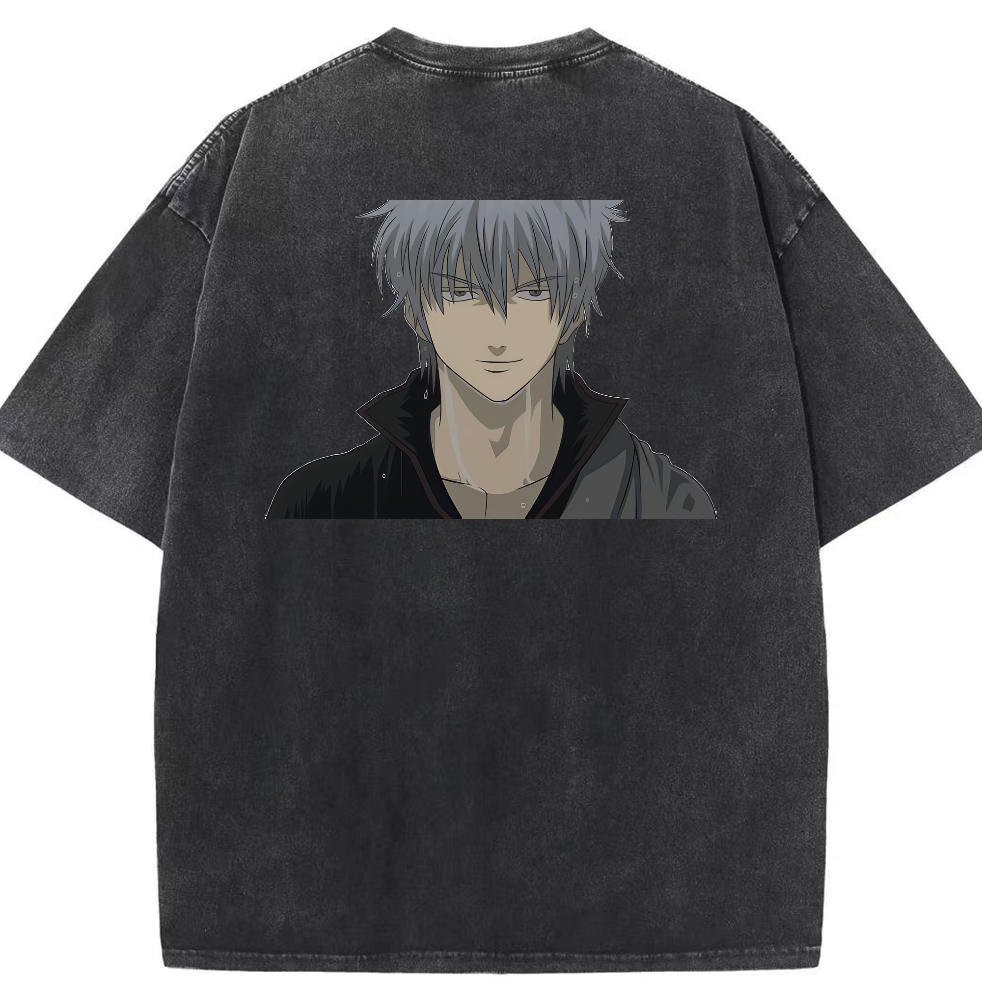 （画像用） ぎんたま 坂田銀時（さかたぎんとき） 神楽 志村新八（しむら しんぱち） GINTAMA Sakata Gintoki Kagura Shimura Shinpachi 綿100% ヴィンテージ風 半袖Tシャツ（背面プリント）