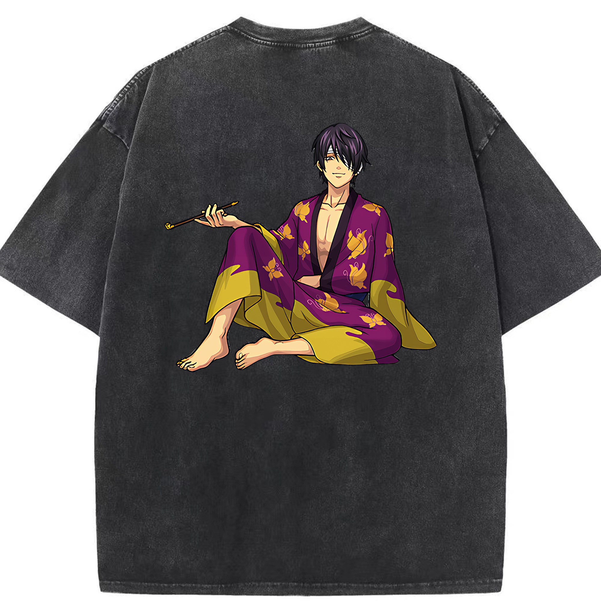 （画像用） ぎんたま 坂田銀時（さかたぎんとき） 神楽 志村新八（しむら しんぱち） GINTAMA Sakata Gintoki Kagura Shimura Shinpachi 綿100% ヴィンテージ風 半袖Tシャツ（背面プリント）