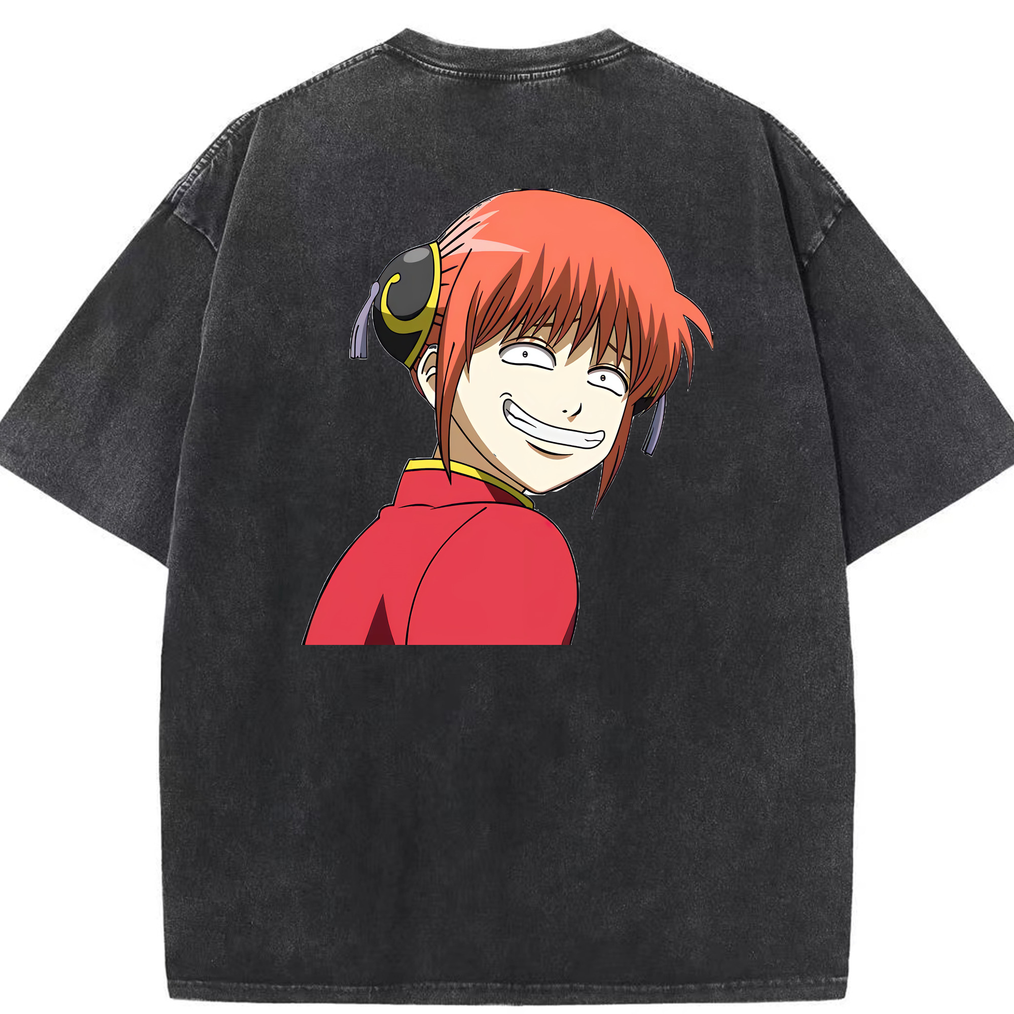 （画像用） ぎんたま 坂田銀時（さかたぎんとき） 神楽 志村新八（しむら しんぱち） GINTAMA Sakata Gintoki Kagura Shimura Shinpachi 綿100% ヴィンテージ風 半袖Tシャツ（背面プリント）