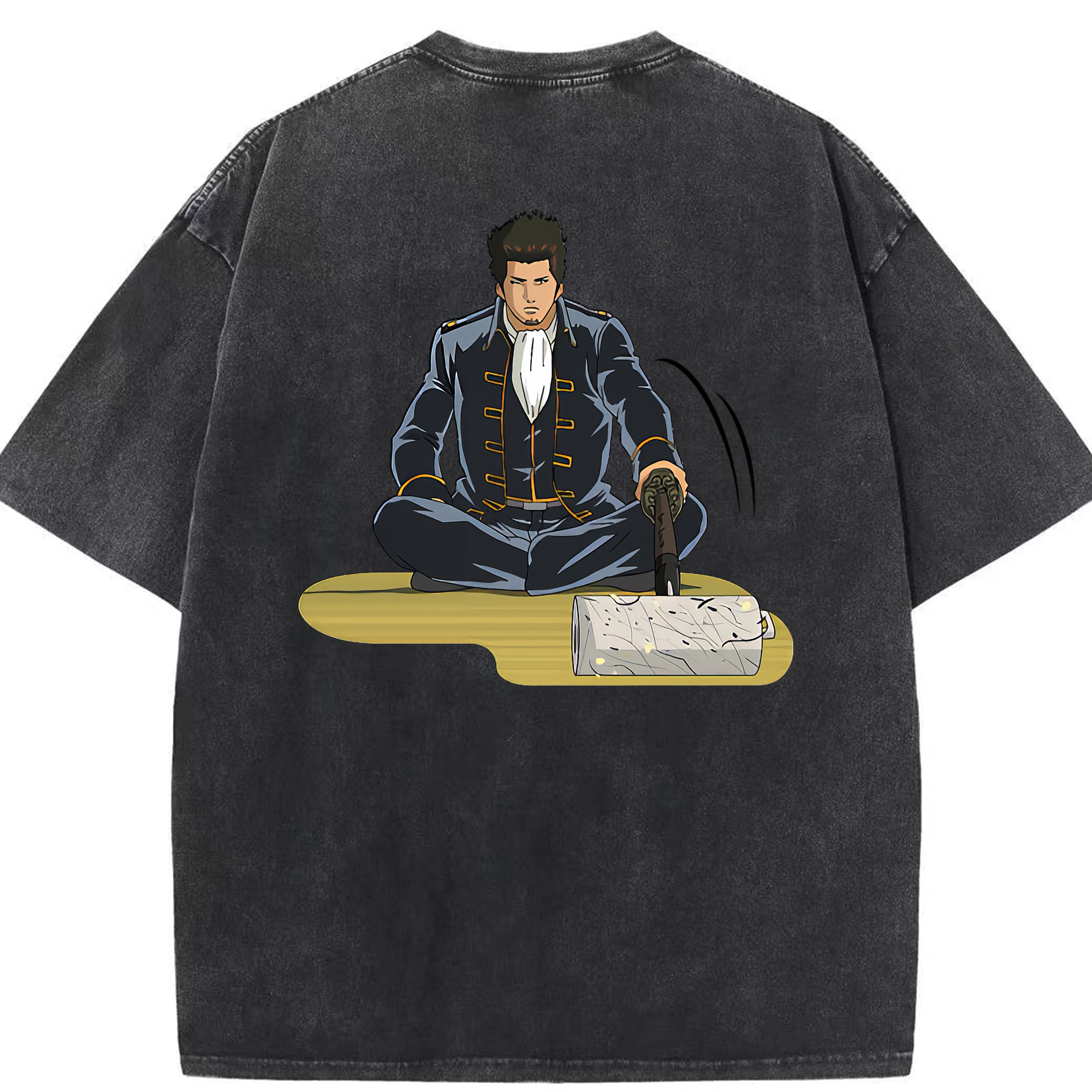 （画像用） ぎんたま 坂田銀時（さかたぎんとき） 神楽 志村新八（しむら しんぱち） GINTAMA Sakata Gintoki Kagura Shimura Shinpachi 綿100% ヴィンテージ風 半袖Tシャツ（背面プリント）