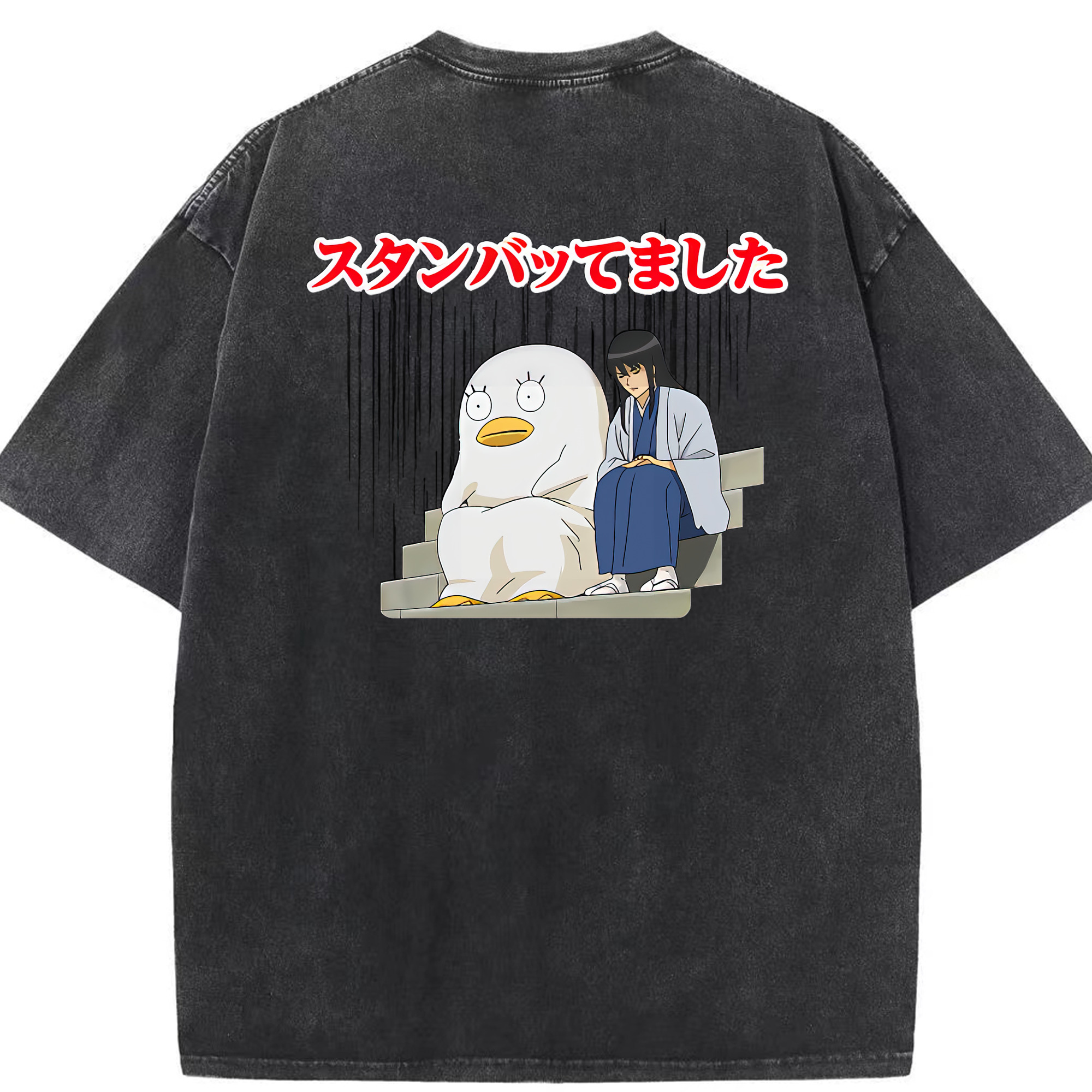 （画像用） ぎんたま 坂田銀時（さかたぎんとき） 神楽 志村新八（しむら しんぱち） GINTAMA Sakata Gintoki Kagura Shimura Shinpachi 綿100% ヴィンテージ風 半袖Tシャツ（背面プリント）