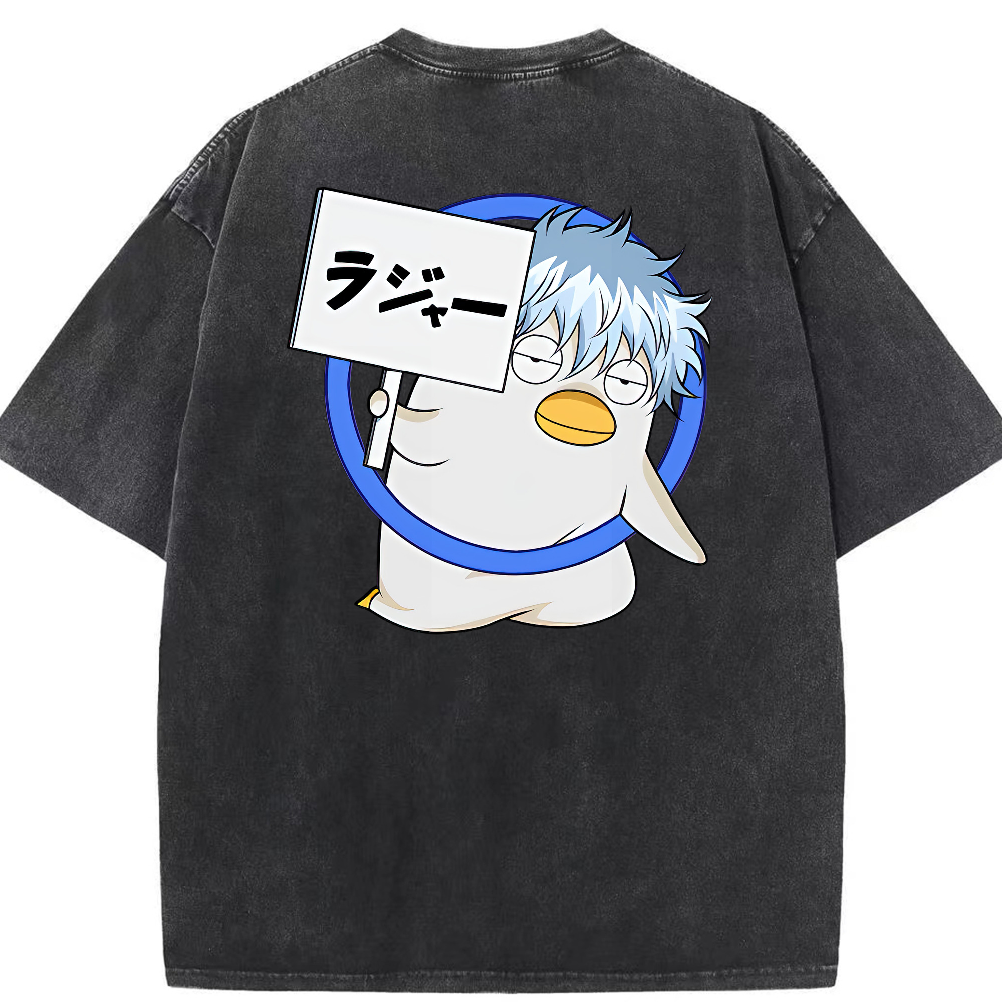 （画像用） ぎんたま 坂田銀時（さかたぎんとき） 神楽 志村新八（しむら しんぱち） GINTAMA Sakata Gintoki Kagura Shimura Shinpachi 綿100% ヴィンテージ風 半袖Tシャツ（背面プリント）