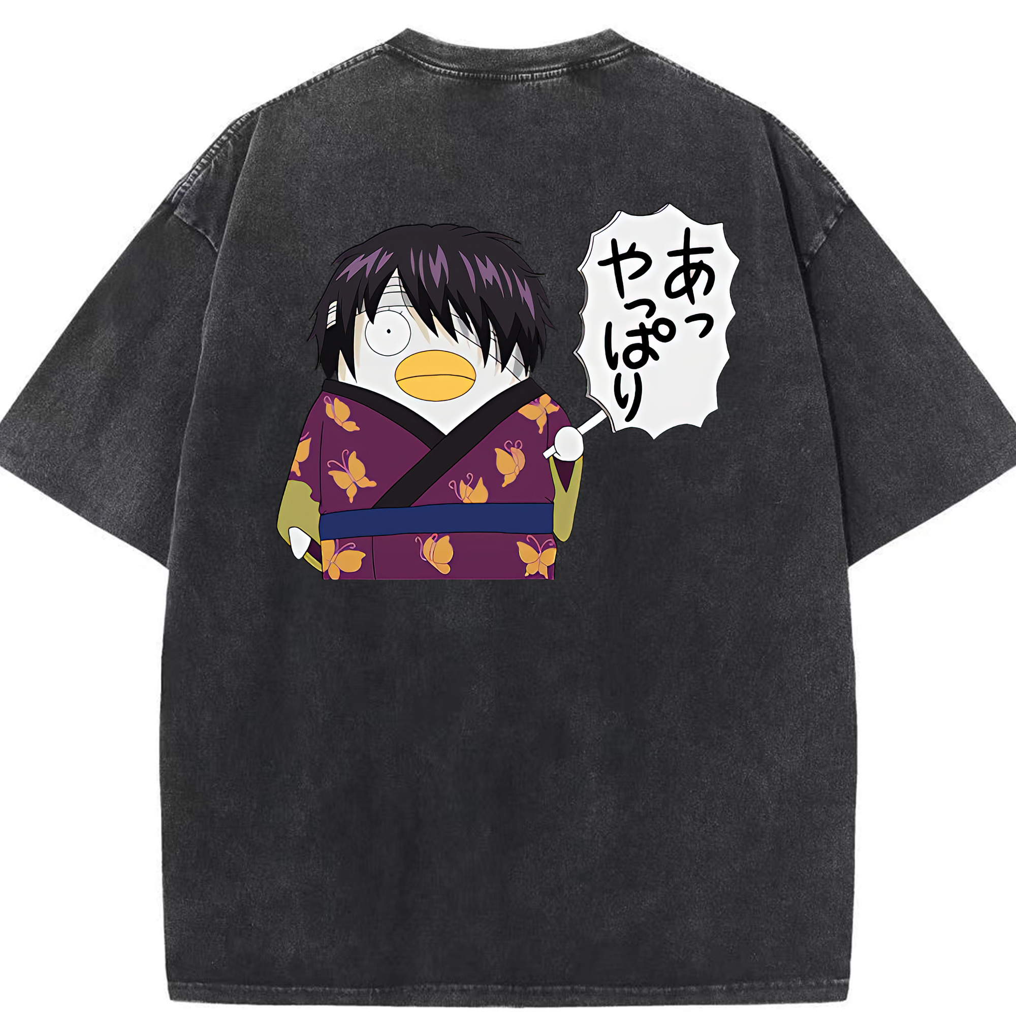 （画像用） ぎんたま 坂田銀時（さかたぎんとき） 神楽 志村新八（しむら しんぱち） GINTAMA Sakata Gintoki Kagura Shimura Shinpachi 綿100% ヴィンテージ風 半袖Tシャツ（背面プリント）