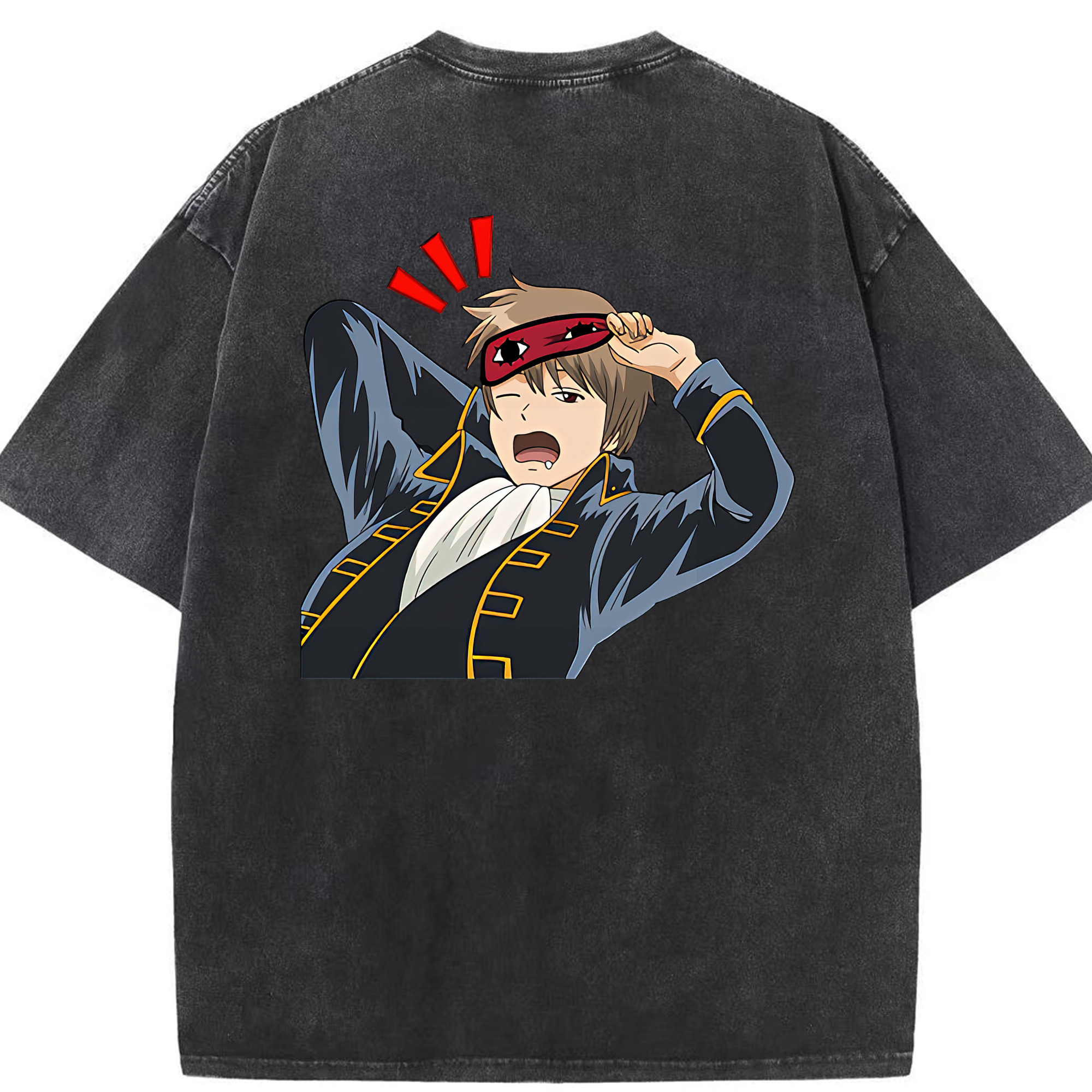 （画像用） ぎんたま 坂田銀時（さかたぎんとき） 神楽 志村新八（しむら しんぱち） GINTAMA Sakata Gintoki Kagura Shimura Shinpachi 綿100% ヴィンテージ風 半袖Tシャツ（背面プリント）