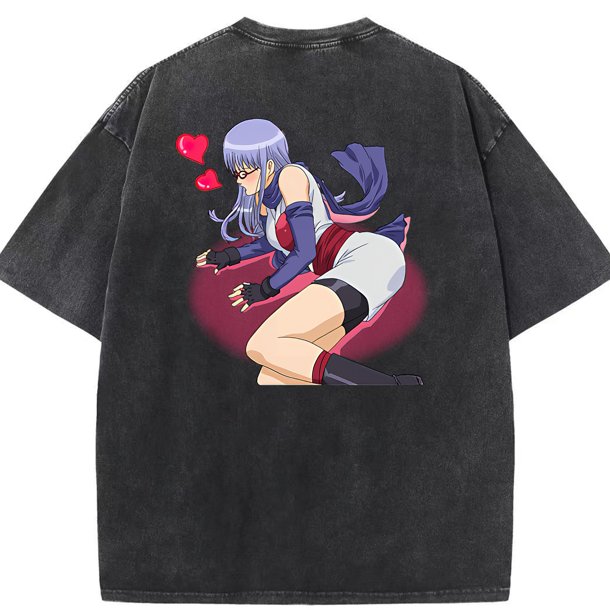 （画像用） ぎんたま 坂田銀時（さかたぎんとき） 神楽 志村新八（しむら しんぱち） GINTAMA Sakata Gintoki Kagura Shimura Shinpachi 綿100% ヴィンテージ風 半袖Tシャツ（背面プリント）