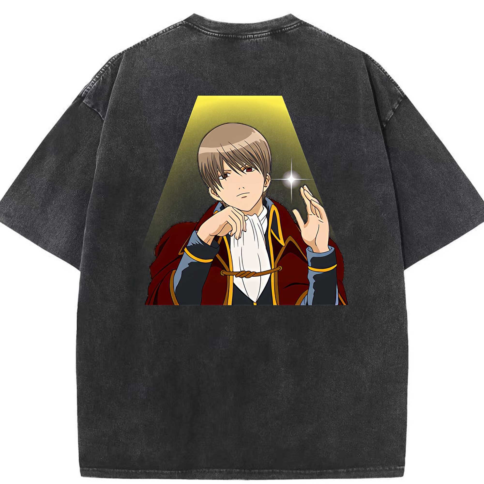 （画像用） ぎんたま 坂田銀時（さかたぎんとき） 神楽 志村新八（しむら しんぱち） GINTAMA Sakata Gintoki Kagura Shimura Shinpachi 綿100% ヴィンテージ風 半袖Tシャツ（背面プリント）
