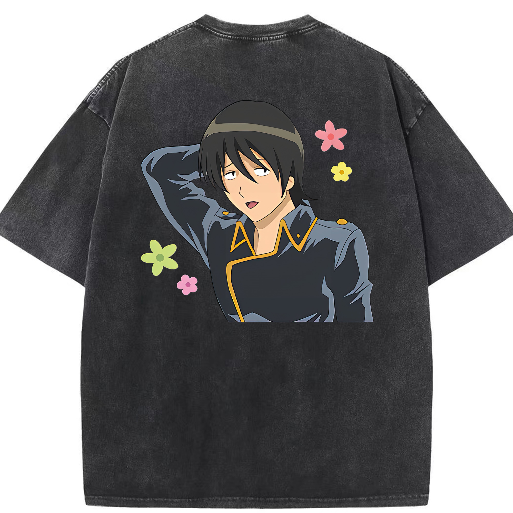 （画像用） ぎんたま 坂田銀時（さかたぎんとき） 神楽 志村新八（しむら しんぱち） GINTAMA Sakata Gintoki Kagura Shimura Shinpachi 綿100% ヴィンテージ風 半袖Tシャツ（背面プリント）