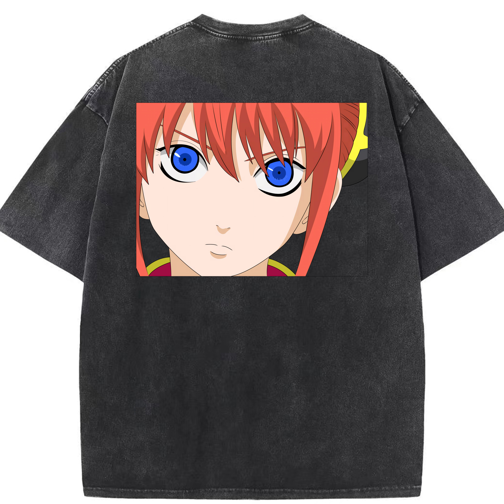（画像用） ぎんたま 坂田銀時（さかたぎんとき） 神楽 志村新八（しむら しんぱち） GINTAMA Sakata Gintoki Kagura Shimura Shinpachi 綿100% ヴィンテージ風 半袖Tシャツ（背面プリント）