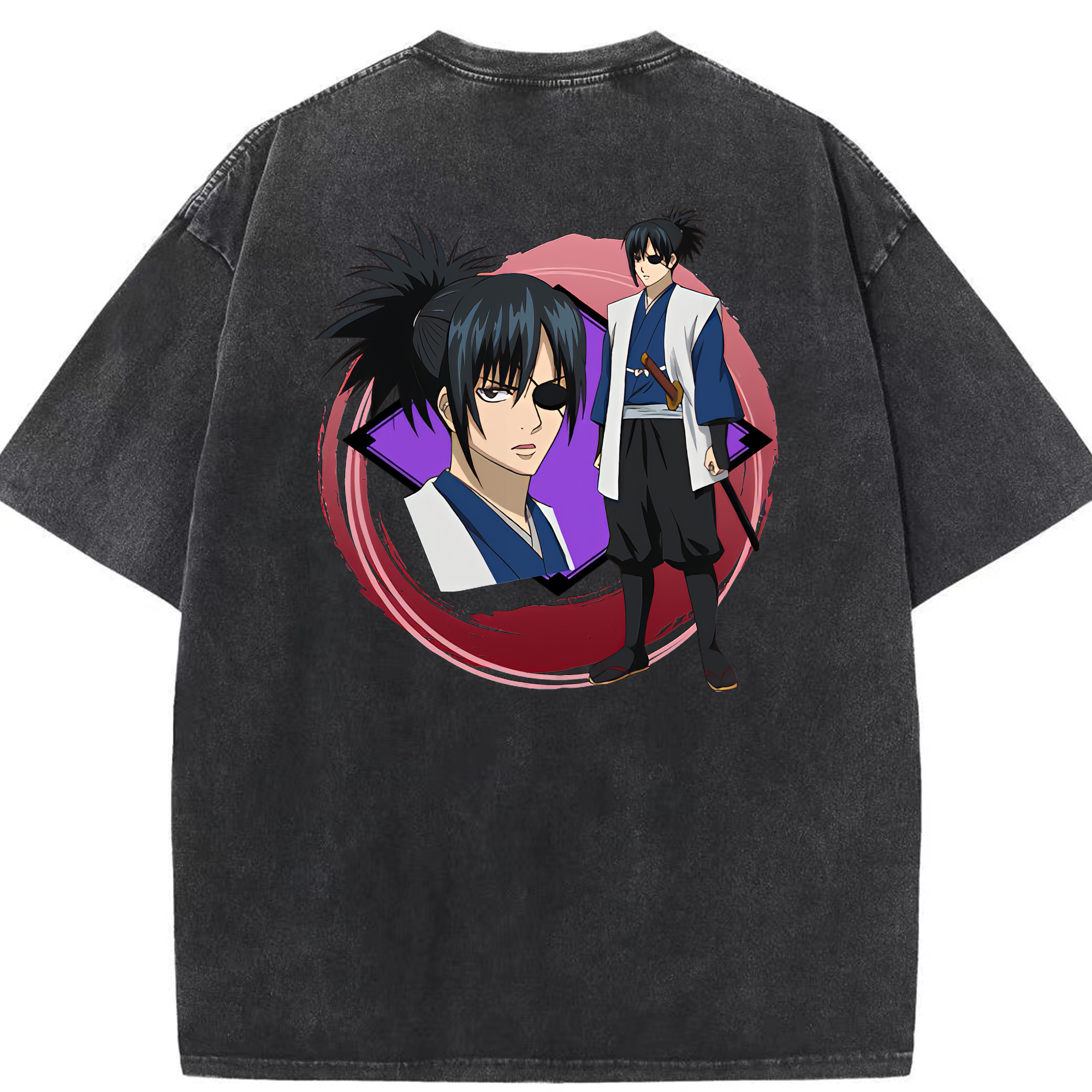 （画像用） ぎんたま 坂田銀時（さかたぎんとき） 神楽 志村新八（しむら しんぱち） GINTAMA Sakata Gintoki Kagura Shimura Shinpachi 綿100% ヴィンテージ風 半袖Tシャツ（背面プリント）