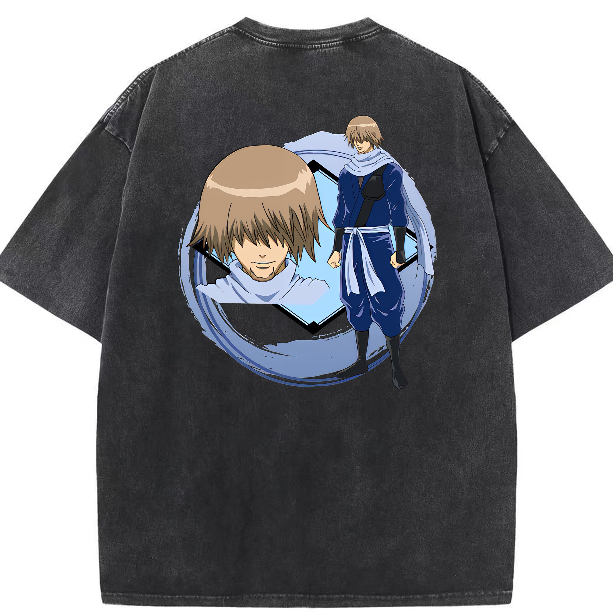 （画像用） ぎんたま 坂田銀時（さかたぎんとき） 神楽 志村新八（しむら しんぱち） GINTAMA Sakata Gintoki Kagura Shimura Shinpachi 綿100% ヴィンテージ風 半袖Tシャツ（背面プリント）