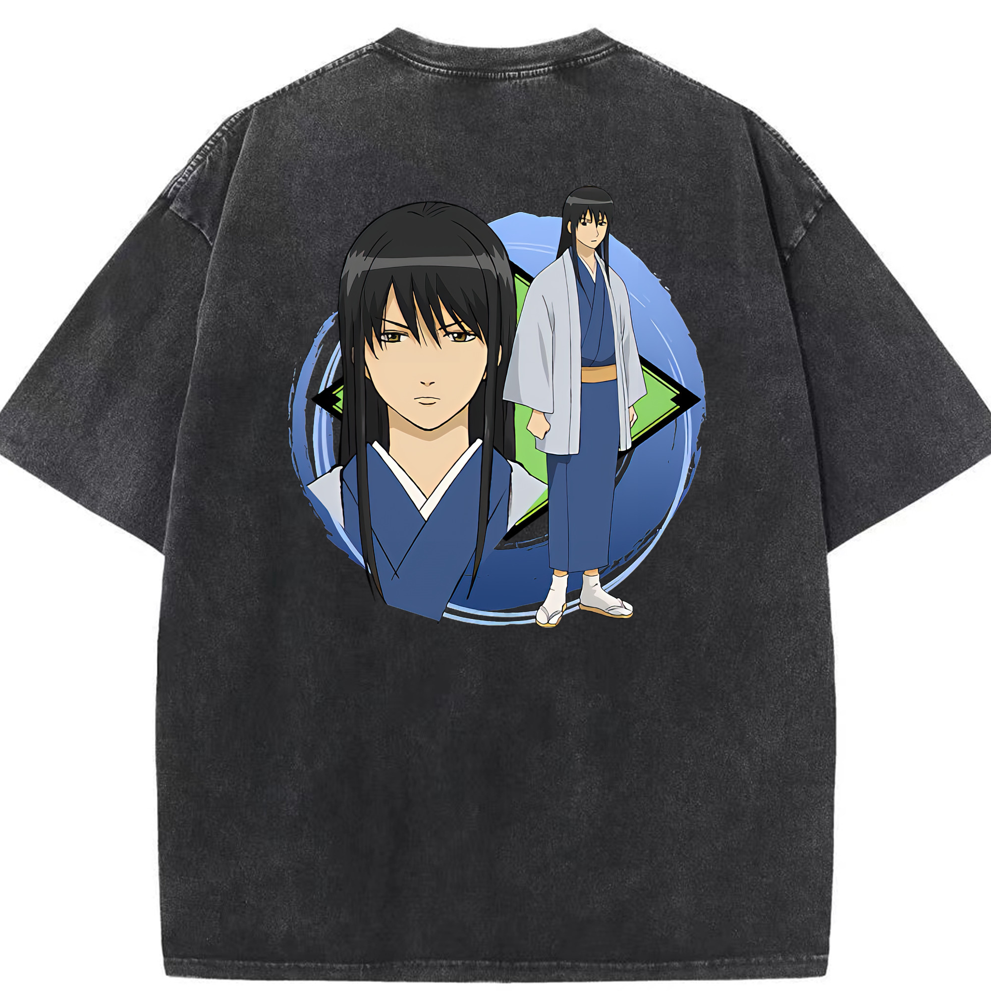 （画像用） ぎんたま 坂田銀時（さかたぎんとき） 神楽 志村新八（しむら しんぱち） GINTAMA Sakata Gintoki Kagura Shimura Shinpachi 綿100% ヴィンテージ風 半袖Tシャツ（背面プリント）