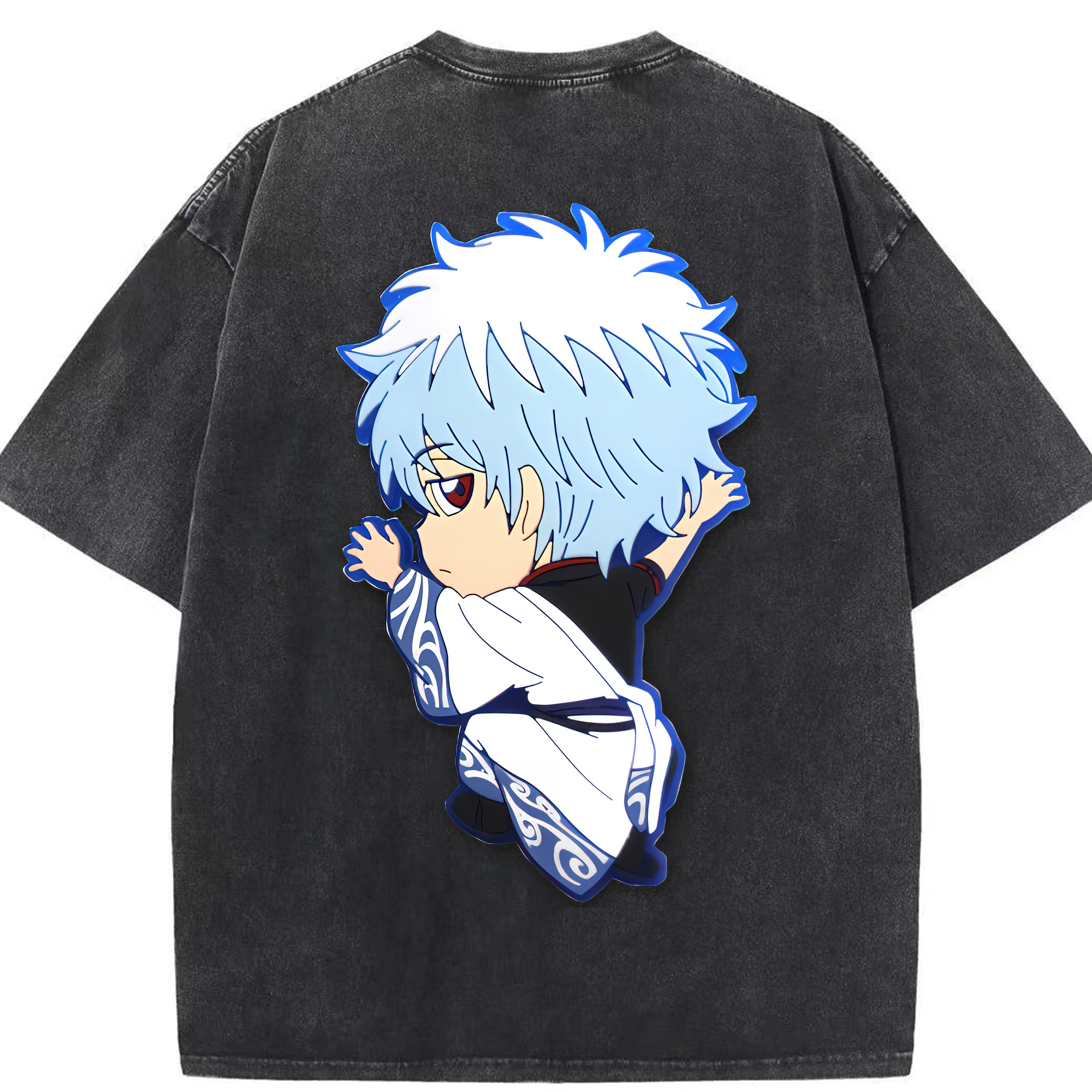 （画像用） ぎんたま 坂田銀時（さかたぎんとき） 神楽 志村新八（しむら しんぱち） GINTAMA Sakata Gintoki Kagura Shimura Shinpachi 綿100% ヴィンテージ風 半袖Tシャツ（背面プリント）