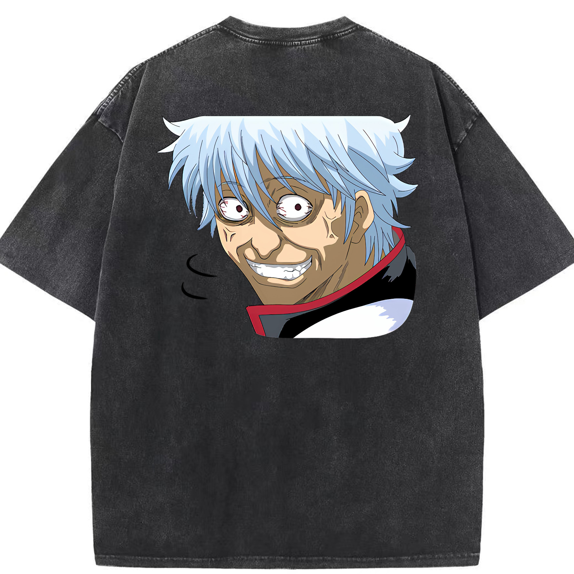 （画像用） ぎんたま 坂田銀時（さかたぎんとき） 神楽 志村新八（しむら しんぱち） GINTAMA Sakata Gintoki Kagura Shimura Shinpachi 綿100% ヴィンテージ風 半袖Tシャツ（背面プリント）