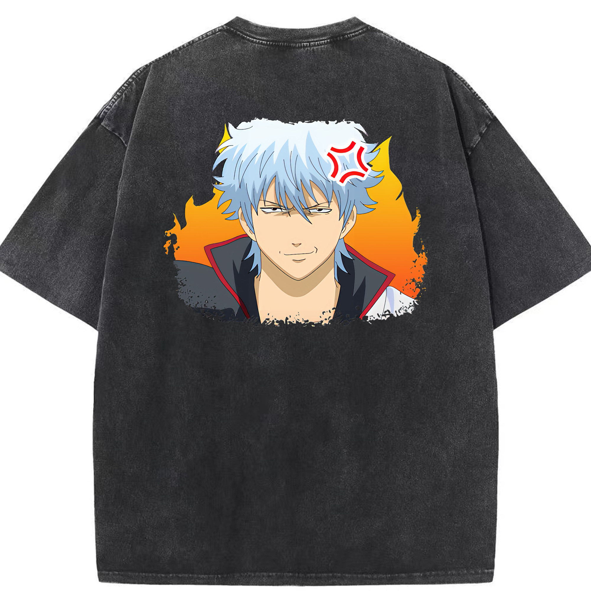 （画像用） ぎんたま 坂田銀時（さかたぎんとき） 神楽 志村新八（しむら しんぱち） GINTAMA Sakata Gintoki Kagura Shimura Shinpachi 綿100% ヴィンテージ風 半袖Tシャツ（背面プリント）