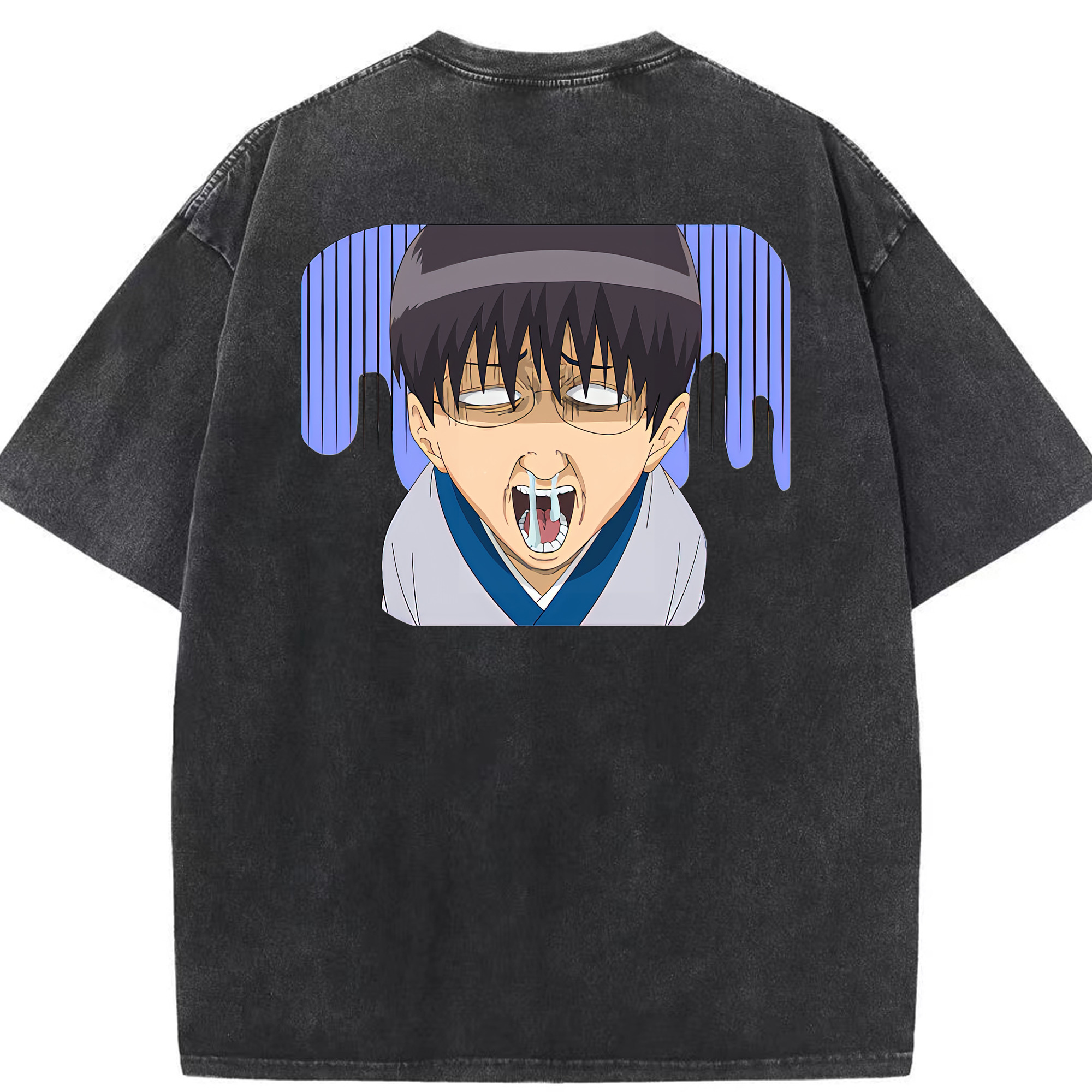 （画像用） ぎんたま 坂田銀時（さかたぎんとき） 神楽 志村新八（しむら しんぱち） GINTAMA Sakata Gintoki Kagura Shimura Shinpachi 綿100% ヴィンテージ風 半袖Tシャツ（背面プリント）