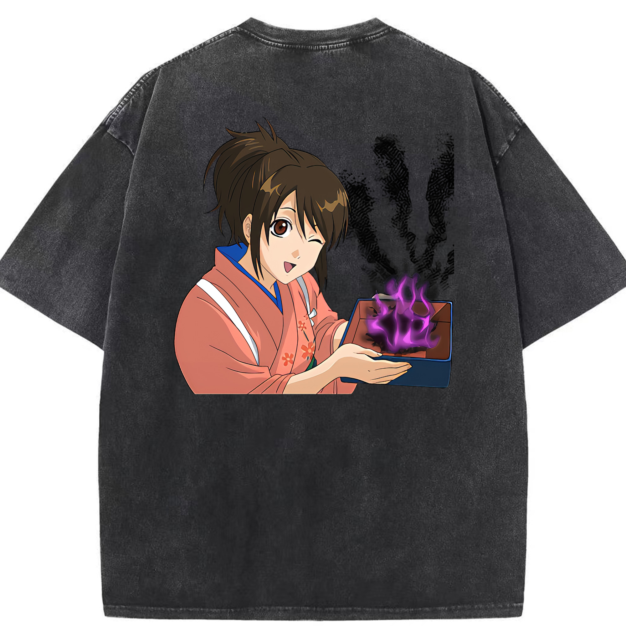 （画像用） ぎんたま 坂田銀時（さかたぎんとき） 神楽 志村新八（しむら しんぱち） GINTAMA Sakata Gintoki Kagura Shimura Shinpachi 綿100% ヴィンテージ風 半袖Tシャツ（背面プリント）