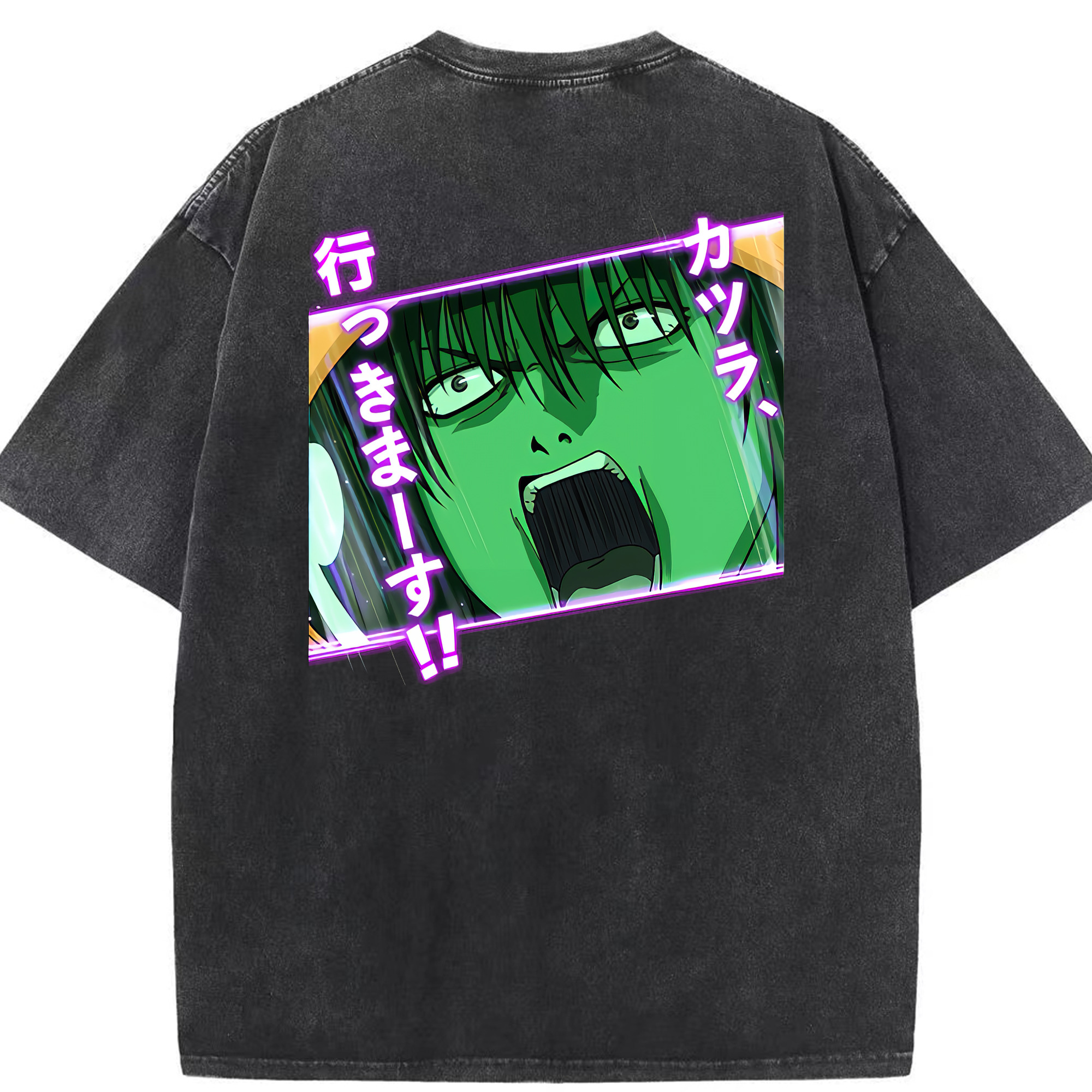 （画像用） ぎんたま 坂田銀時（さかたぎんとき） 神楽 志村新八（しむら しんぱち） GINTAMA Sakata Gintoki Kagura Shimura Shinpachi 綿100% ヴィンテージ風 半袖Tシャツ（背面プリント）