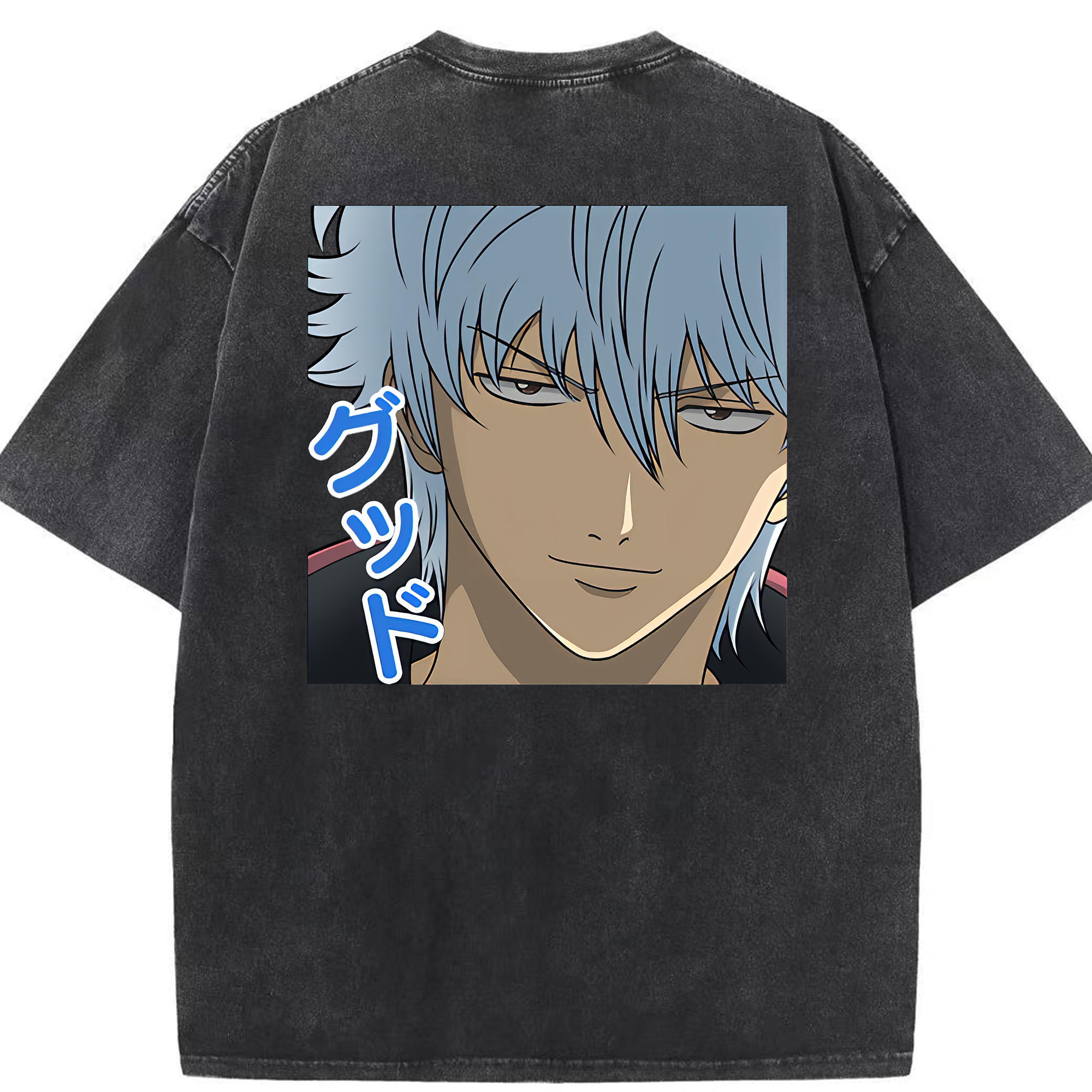 （画像用） ぎんたま 坂田銀時（さかたぎんとき） 神楽 志村新八（しむら しんぱち） GINTAMA Sakata Gintoki Kagura Shimura Shinpachi 綿100% ヴィンテージ風 半袖Tシャツ（背面プリント）