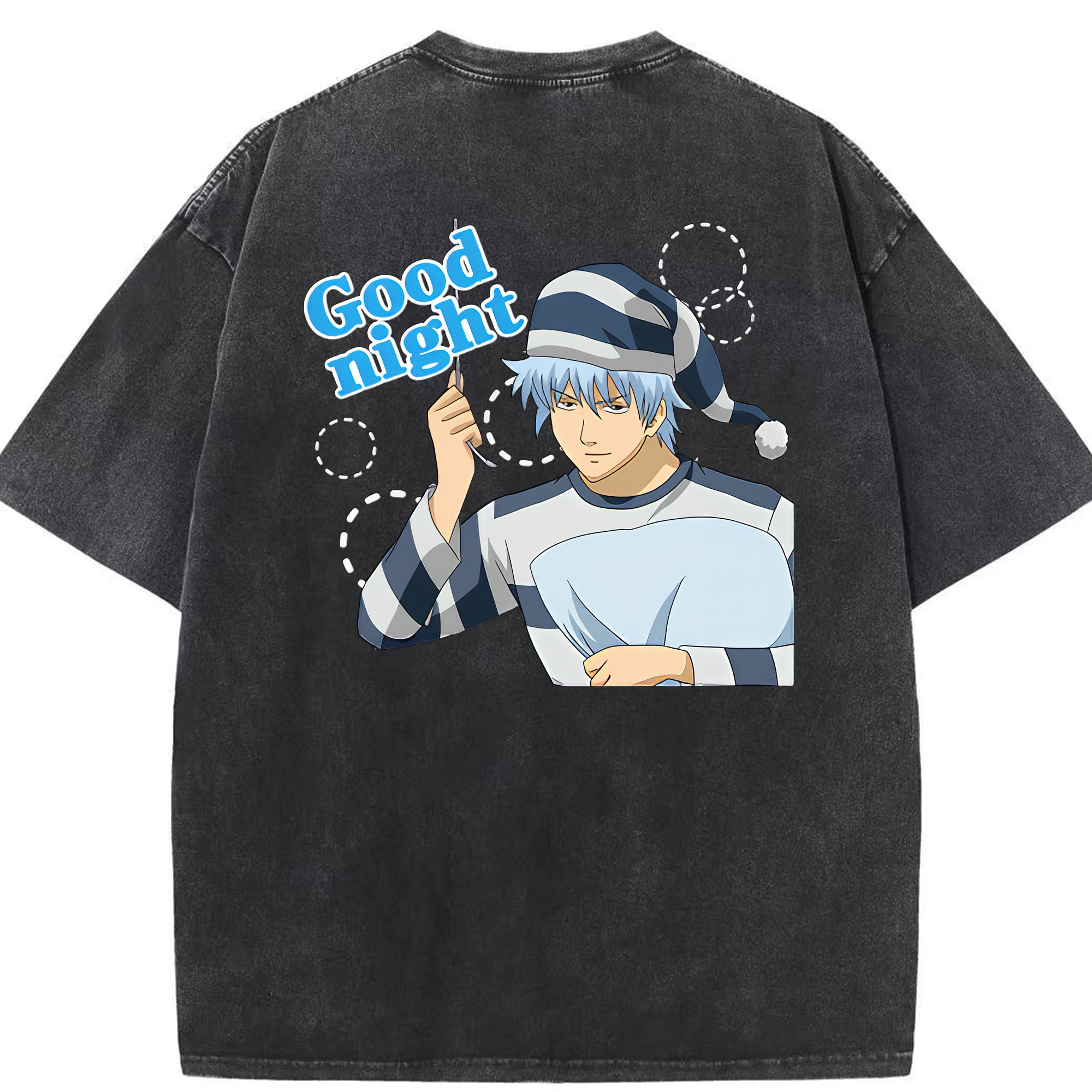 （画像用） ぎんたま 坂田銀時（さかたぎんとき） 神楽 志村新八（しむら しんぱち） GINTAMA Sakata Gintoki Kagura Shimura Shinpachi 綿100% ヴィンテージ風 半袖Tシャツ（背面プリント）