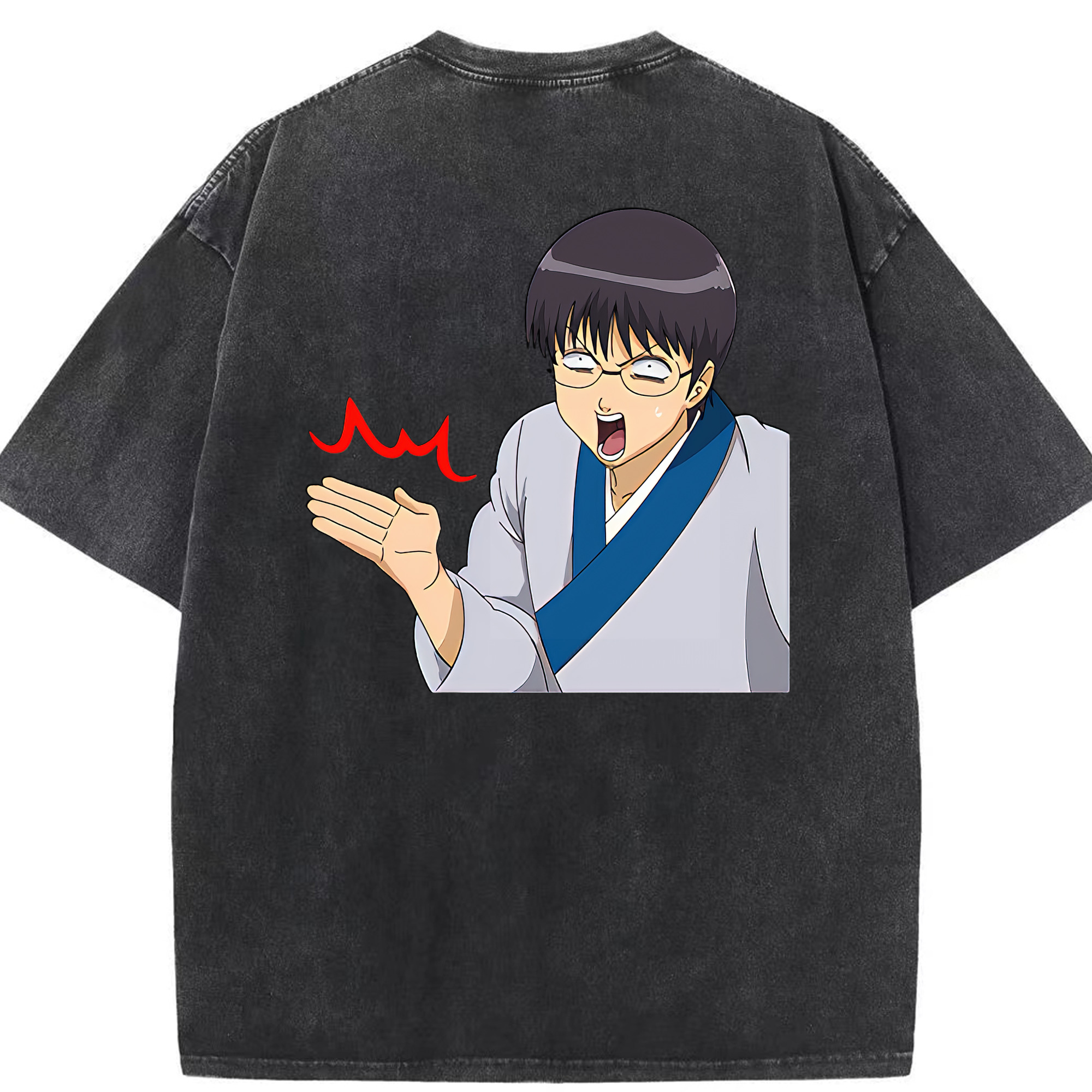 （画像用） ぎんたま 坂田銀時（さかたぎんとき） 神楽 志村新八（しむら しんぱち） GINTAMA Sakata Gintoki Kagura Shimura Shinpachi 綿100% ヴィンテージ風 半袖Tシャツ（背面プリント）