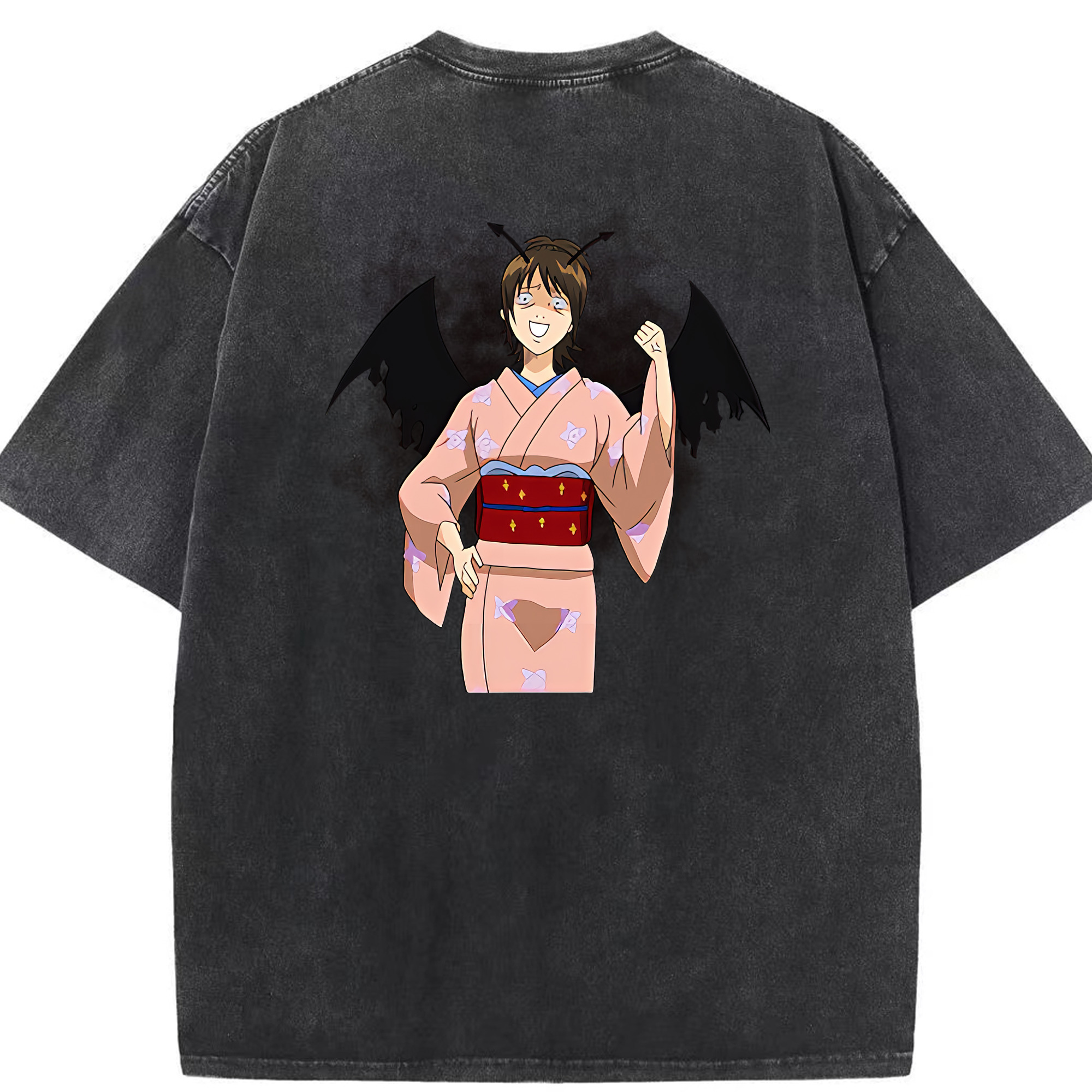 （画像用） ぎんたま 坂田銀時（さかたぎんとき） 神楽 志村新八（しむら しんぱち） GINTAMA Sakata Gintoki Kagura Shimura Shinpachi 綿100% ヴィンテージ風 半袖Tシャツ（背面プリント）