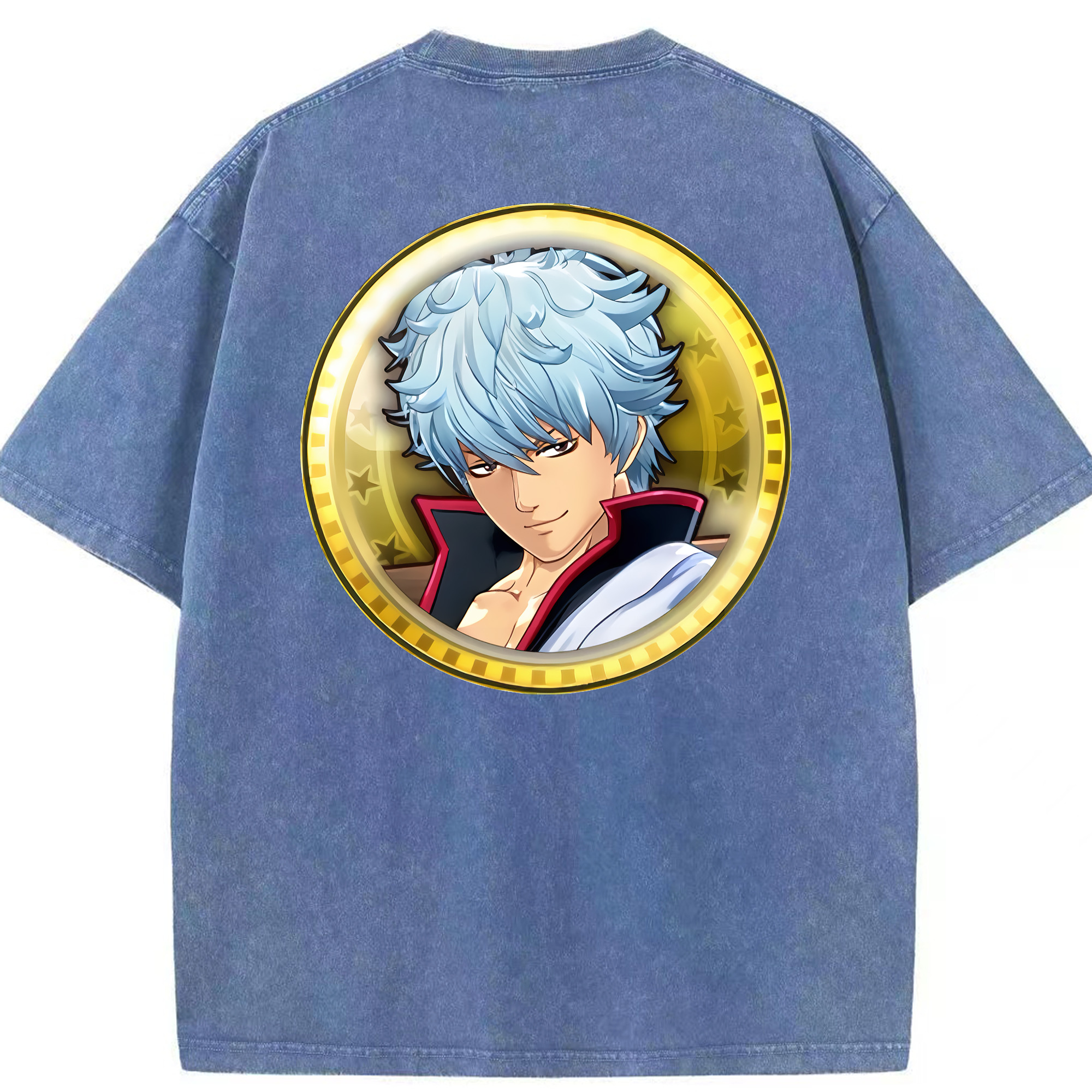 （画像用） ぎんたま 坂田銀時（さかたぎんとき） 神楽 志村新八（しむら しんぱち） GINTAMA Sakata Gintoki Kagura Shimura Shinpachi 綿100% ヴィンテージ風 半袖Tシャツ（背面プリント）