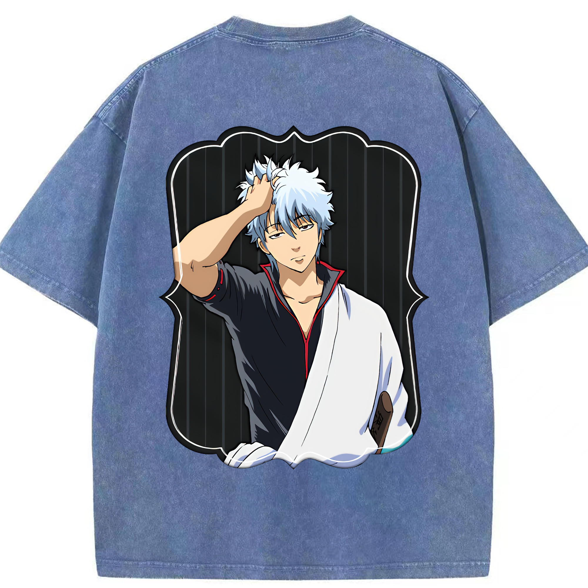 （画像用） ぎんたま 坂田銀時（さかたぎんとき） 神楽 志村新八（しむら しんぱち） GINTAMA Sakata Gintoki Kagura Shimura Shinpachi 綿100% ヴィンテージ風 半袖Tシャツ（背面プリント）