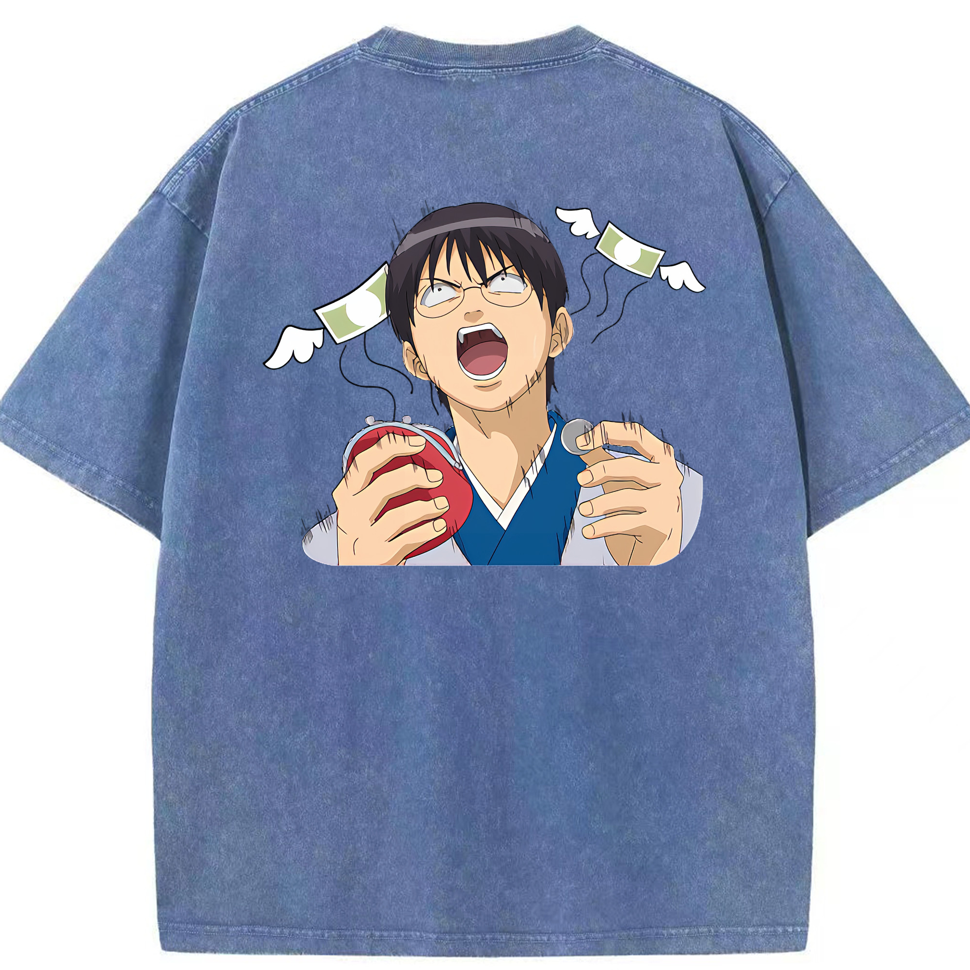 （画像用） ぎんたま 坂田銀時（さかたぎんとき） 神楽 志村新八（しむら しんぱち） GINTAMA Sakata Gintoki Kagura Shimura Shinpachi 綿100% ヴィンテージ風 半袖Tシャツ（背面プリント）