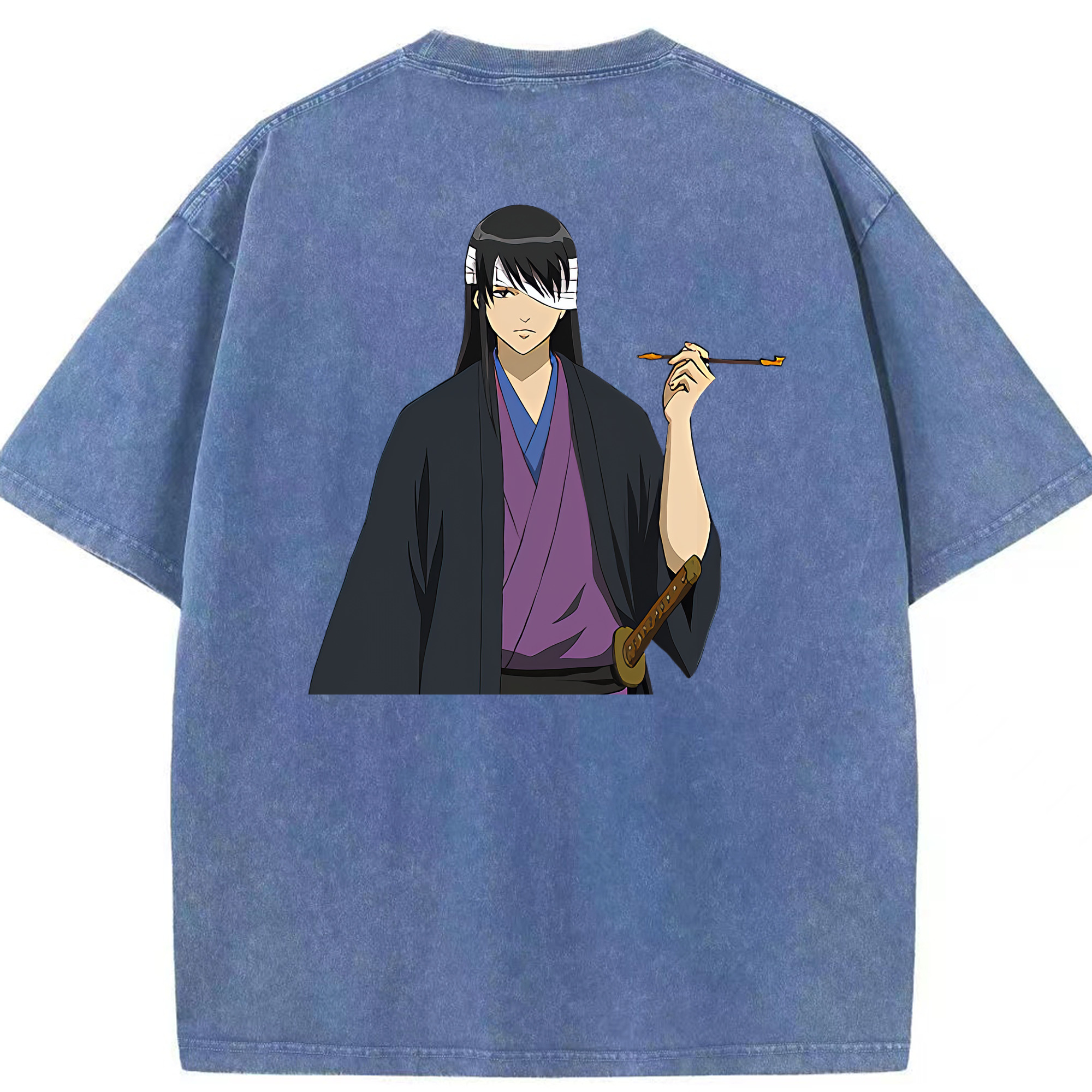 （画像用） ぎんたま 坂田銀時（さかたぎんとき） 神楽 志村新八（しむら しんぱち） GINTAMA Sakata Gintoki Kagura Shimura Shinpachi 綿100% ヴィンテージ風 半袖Tシャツ（背面プリント）