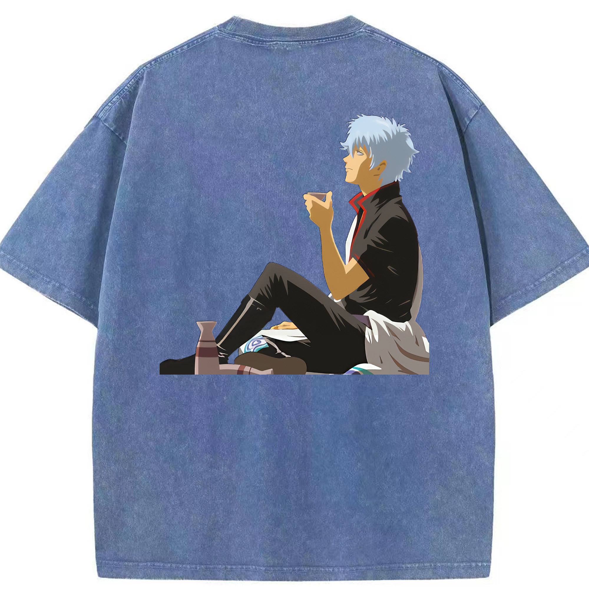 （画像用） ぎんたま 坂田銀時（さかたぎんとき） 神楽 志村新八（しむら しんぱち） GINTAMA Sakata Gintoki Kagura Shimura Shinpachi 綿100% ヴィンテージ風 半袖Tシャツ（背面プリント）