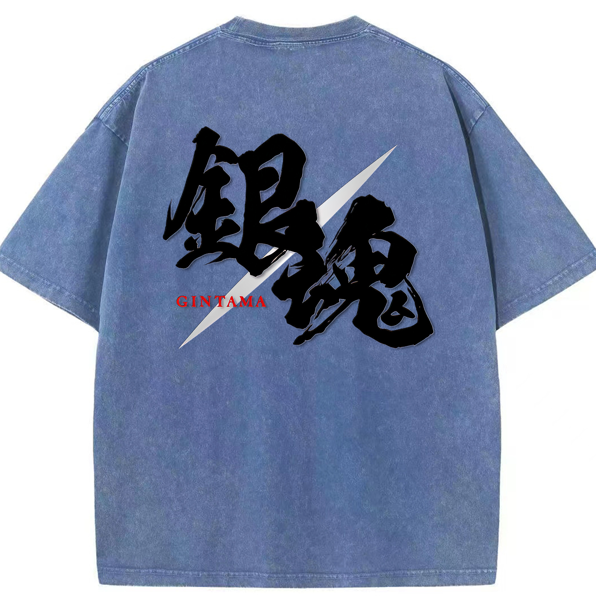 （画像用） ぎんたま 坂田銀時（さかたぎんとき） 神楽 志村新八（しむら しんぱち） GINTAMA Sakata Gintoki Kagura Shimura Shinpachi 綿100% ヴィンテージ風 半袖Tシャツ（背面プリント）