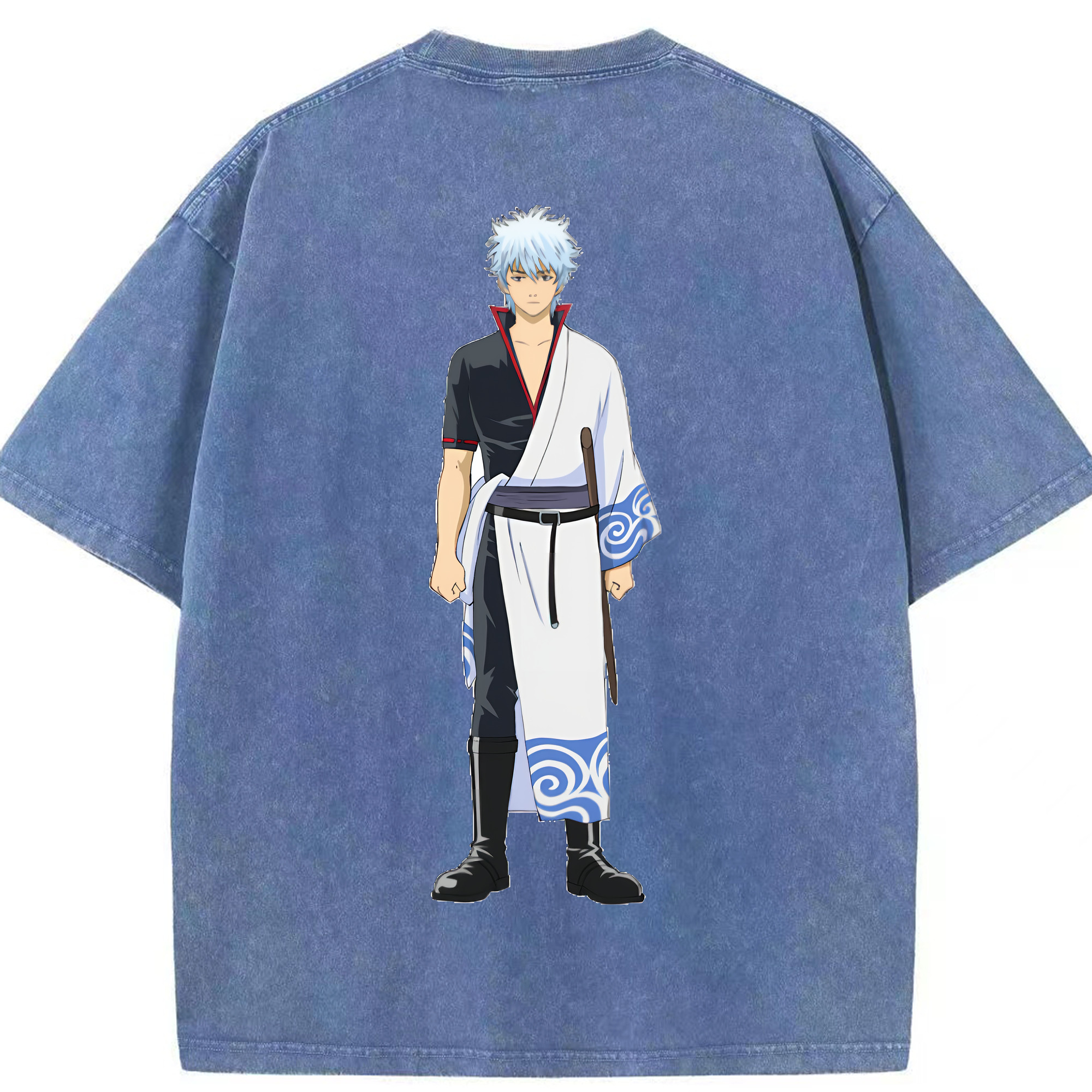 （画像用） ぎんたま 坂田銀時（さかたぎんとき） 神楽 志村新八（しむら しんぱち） GINTAMA Sakata Gintoki Kagura Shimura Shinpachi 綿100% ヴィンテージ風 半袖Tシャツ（背面プリント）