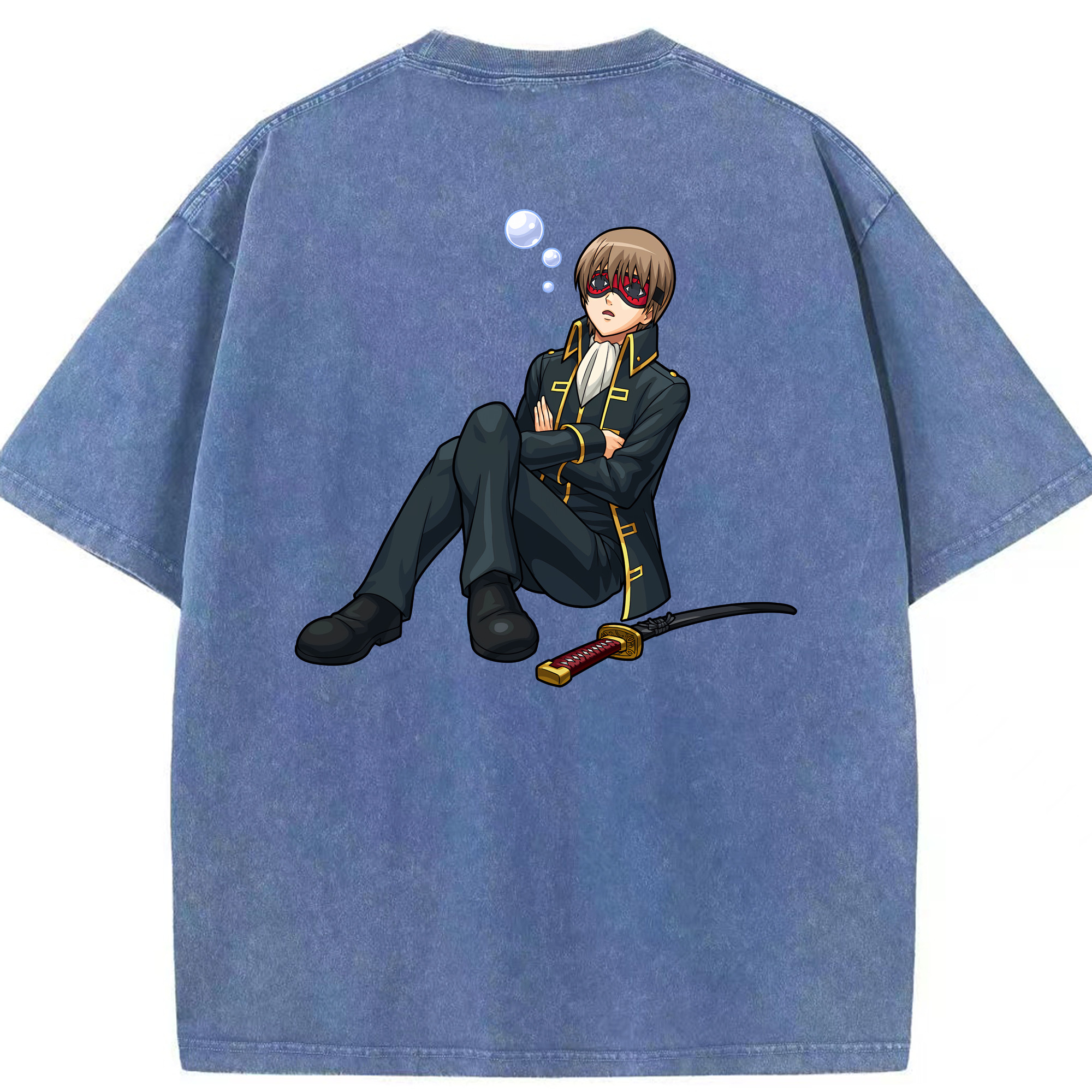 （画像用） ぎんたま 坂田銀時（さかたぎんとき） 神楽 志村新八（しむら しんぱち） GINTAMA Sakata Gintoki Kagura Shimura Shinpachi 綿100% ヴィンテージ風 半袖Tシャツ（背面プリント）
