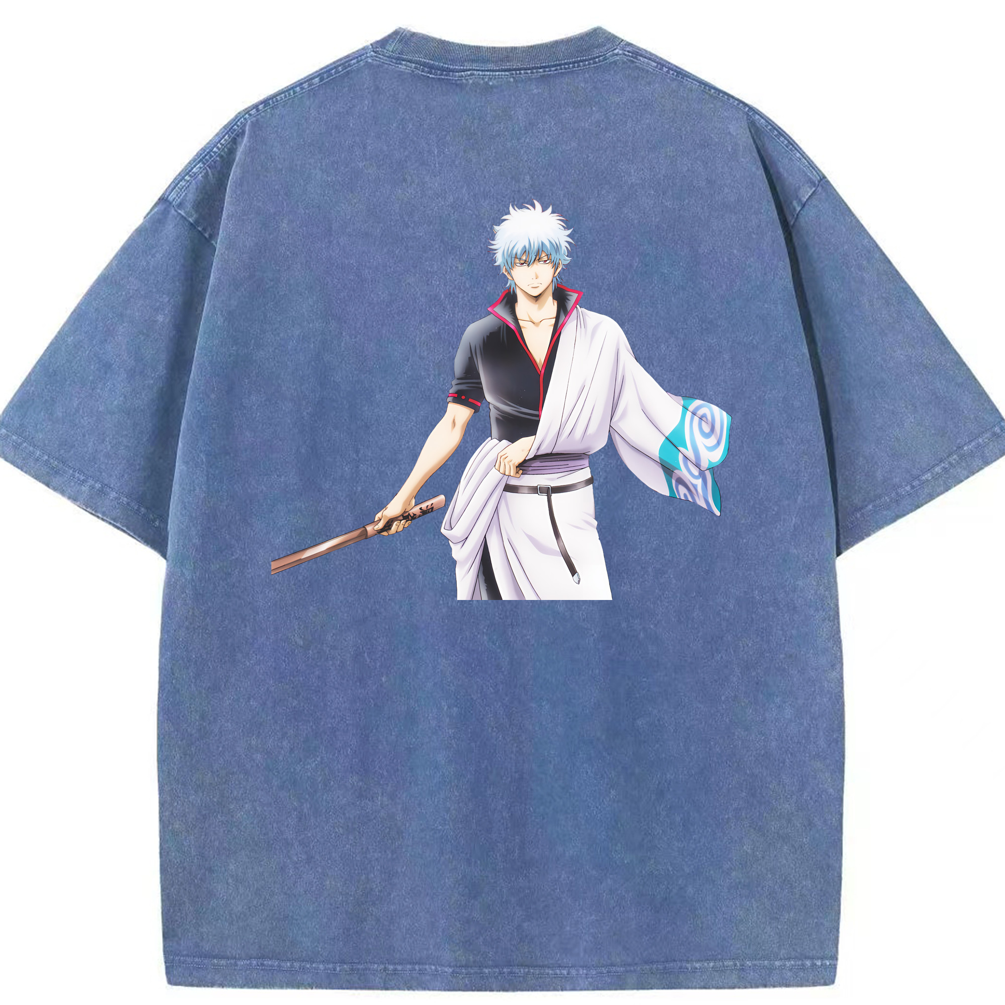 （画像用） ぎんたま 坂田銀時（さかたぎんとき） 神楽 志村新八（しむら しんぱち） GINTAMA Sakata Gintoki Kagura Shimura Shinpachi 綿100% ヴィンテージ風 半袖Tシャツ（背面プリント）
