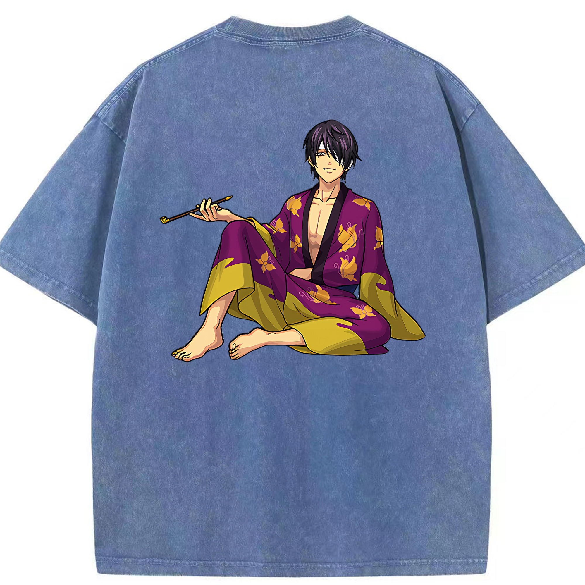（画像用） ぎんたま 坂田銀時（さかたぎんとき） 神楽 志村新八（しむら しんぱち） GINTAMA Sakata Gintoki Kagura Shimura Shinpachi 綿100% ヴィンテージ風 半袖Tシャツ（背面プリント）