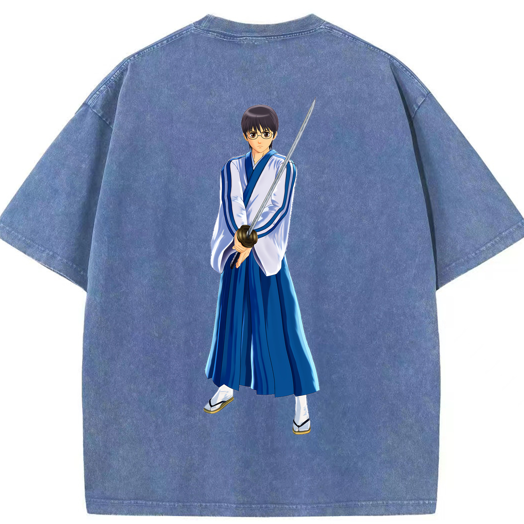 （画像用） ぎんたま 坂田銀時（さかたぎんとき） 神楽 志村新八（しむら しんぱち） GINTAMA Sakata Gintoki Kagura Shimura Shinpachi 綿100% ヴィンテージ風 半袖Tシャツ（背面プリント）