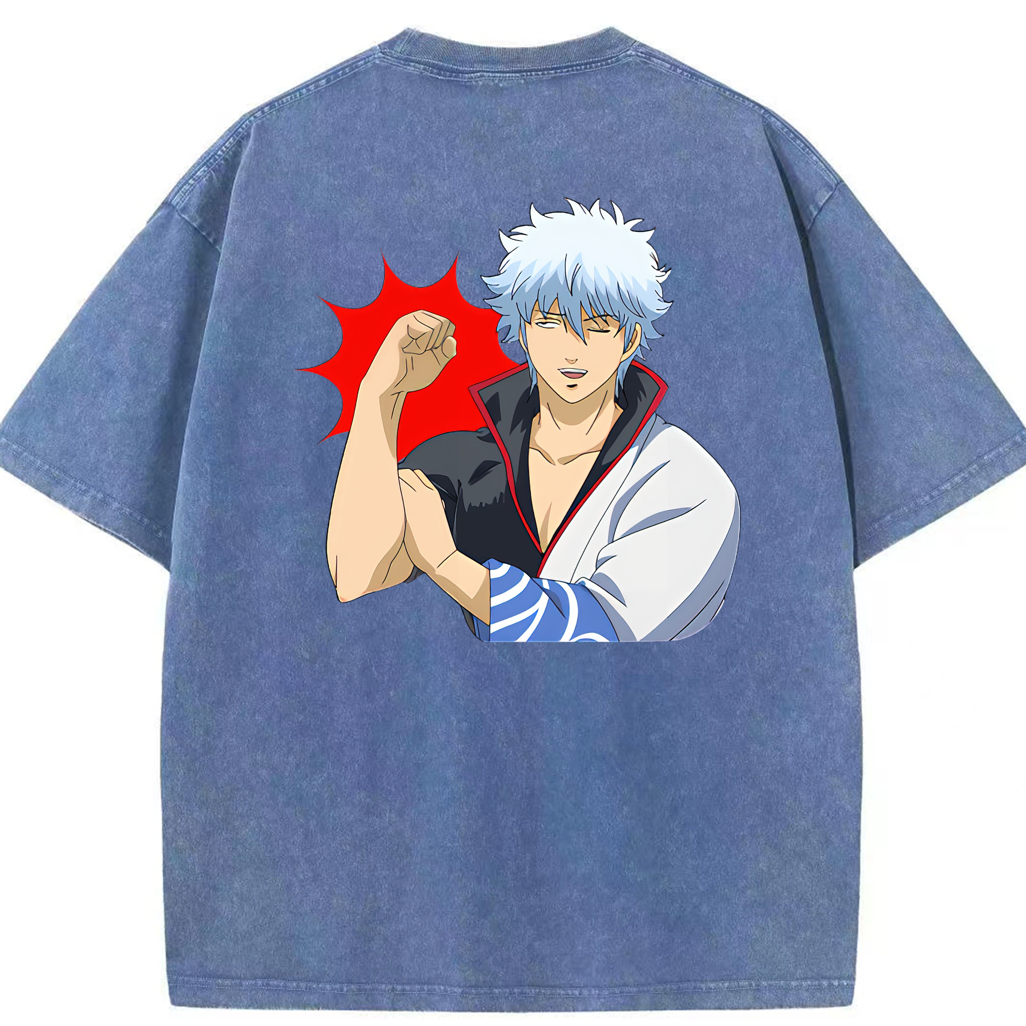 （画像用） ぎんたま 坂田銀時（さかたぎんとき） 神楽 志村新八（しむら しんぱち） GINTAMA Sakata Gintoki Kagura Shimura Shinpachi 綿100% ヴィンテージ風 半袖Tシャツ（背面プリント）