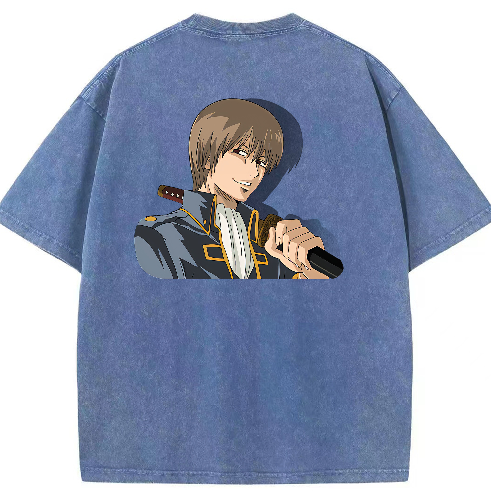 （画像用） ぎんたま 坂田銀時（さかたぎんとき） 神楽 志村新八（しむら しんぱち） GINTAMA Sakata Gintoki Kagura Shimura Shinpachi 綿100% ヴィンテージ風 半袖Tシャツ（背面プリント）