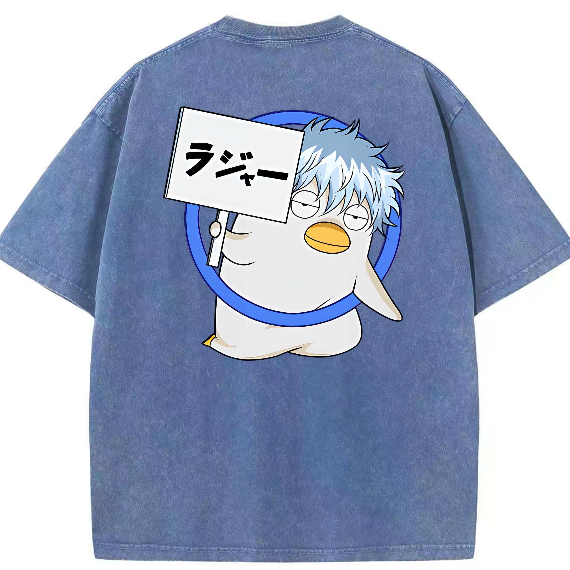 （画像用） ぎんたま 坂田銀時（さかたぎんとき） 神楽 志村新八（しむら しんぱち） GINTAMA Sakata Gintoki Kagura Shimura Shinpachi 綿100% ヴィンテージ風 半袖Tシャツ（背面プリント）