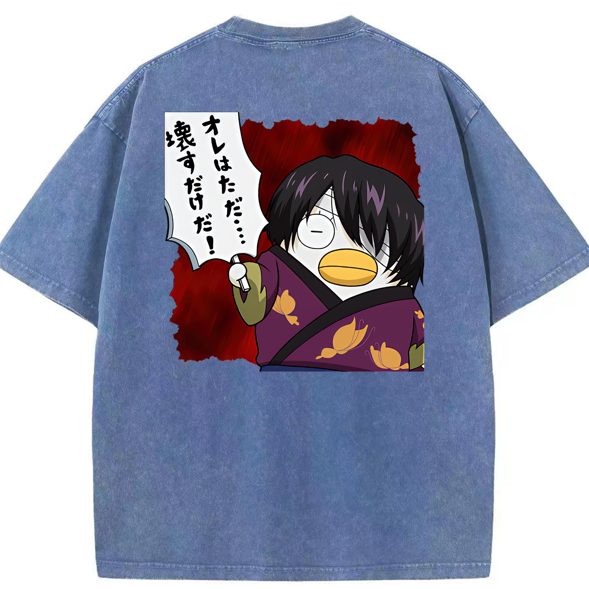 （画像用） ぎんたま 坂田銀時（さかたぎんとき） 神楽 志村新八（しむら しんぱち） GINTAMA Sakata Gintoki Kagura Shimura Shinpachi 綿100% ヴィンテージ風 半袖Tシャツ（背面プリント）