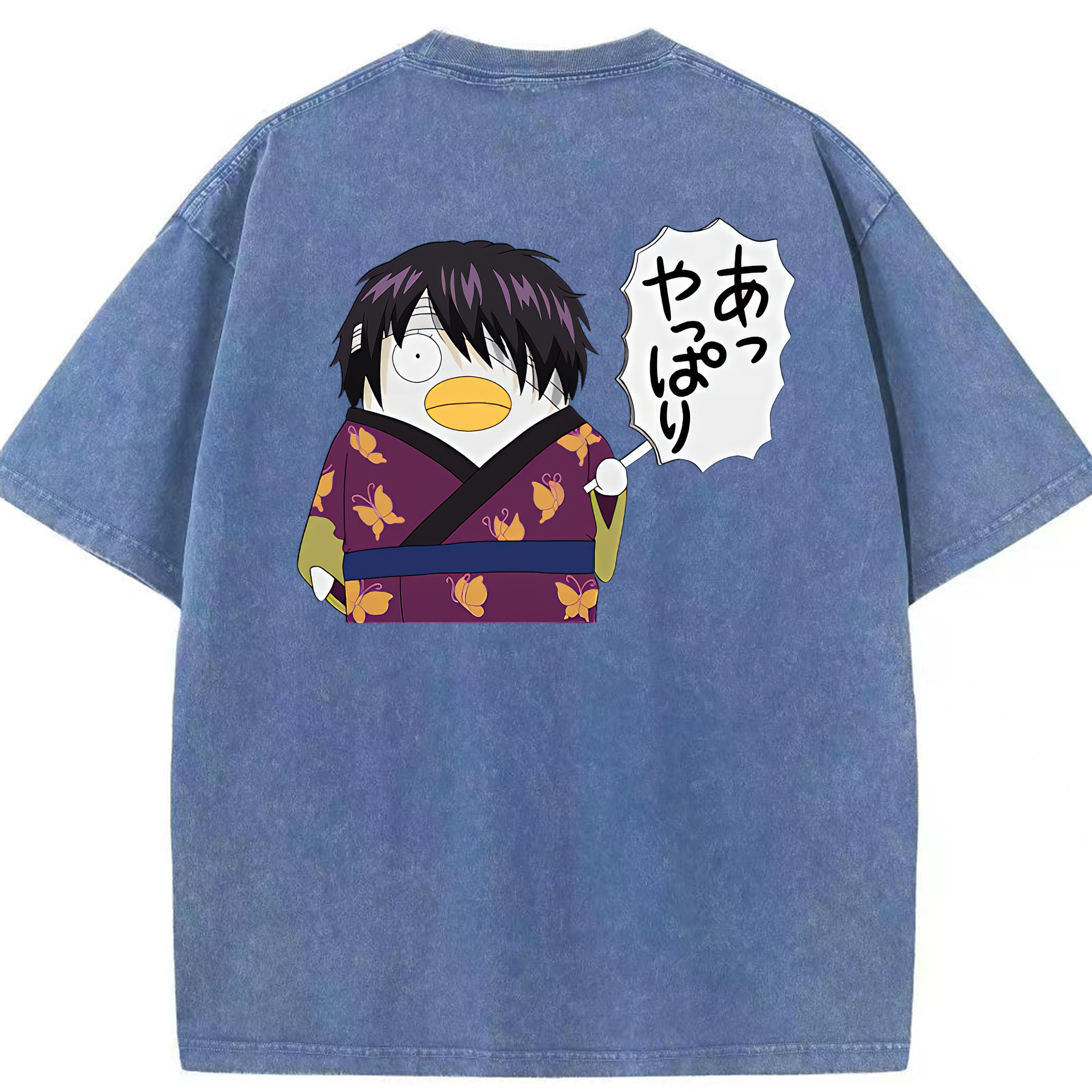 （画像用） ぎんたま 坂田銀時（さかたぎんとき） 神楽 志村新八（しむら しんぱち） GINTAMA Sakata Gintoki Kagura Shimura Shinpachi 綿100% ヴィンテージ風 半袖Tシャツ（背面プリント）
