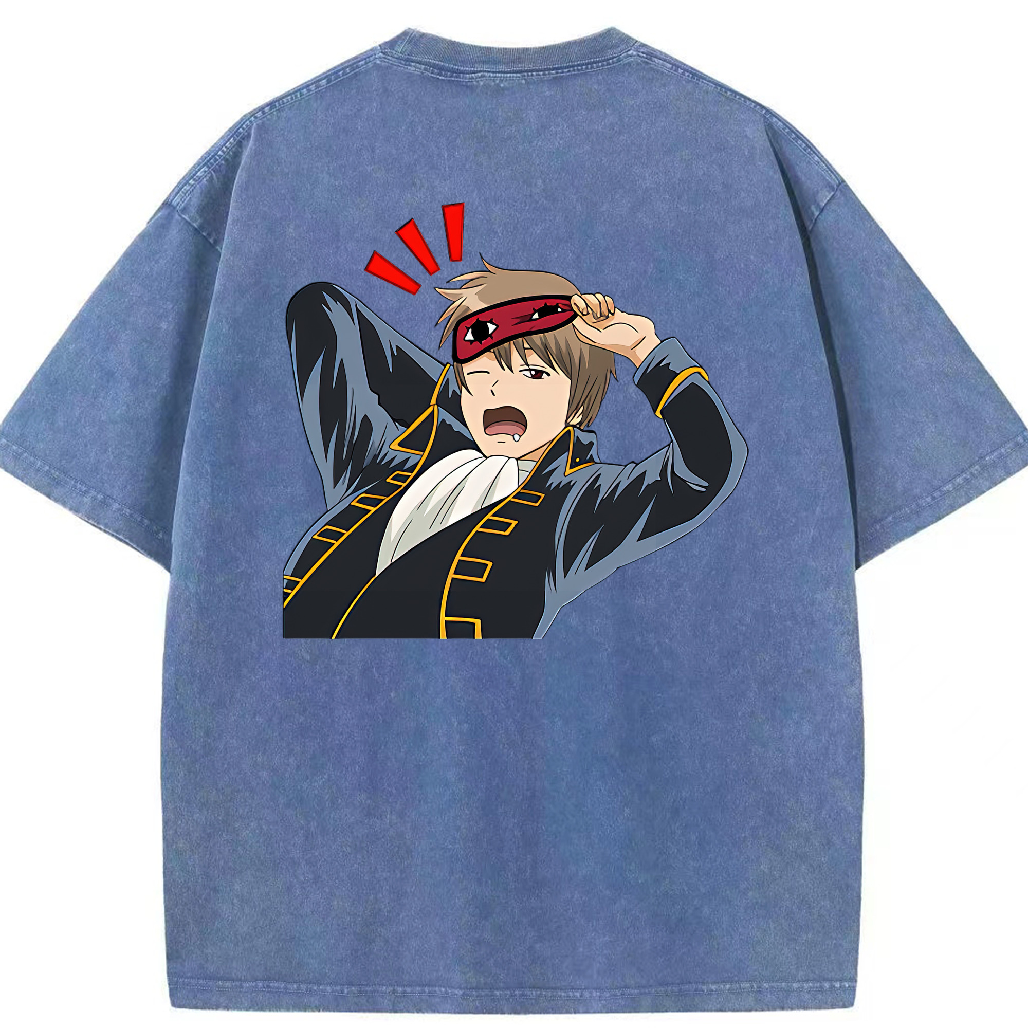 （画像用） ぎんたま 坂田銀時（さかたぎんとき） 神楽 志村新八（しむら しんぱち） GINTAMA Sakata Gintoki Kagura Shimura Shinpachi 綿100% ヴィンテージ風 半袖Tシャツ（背面プリント）