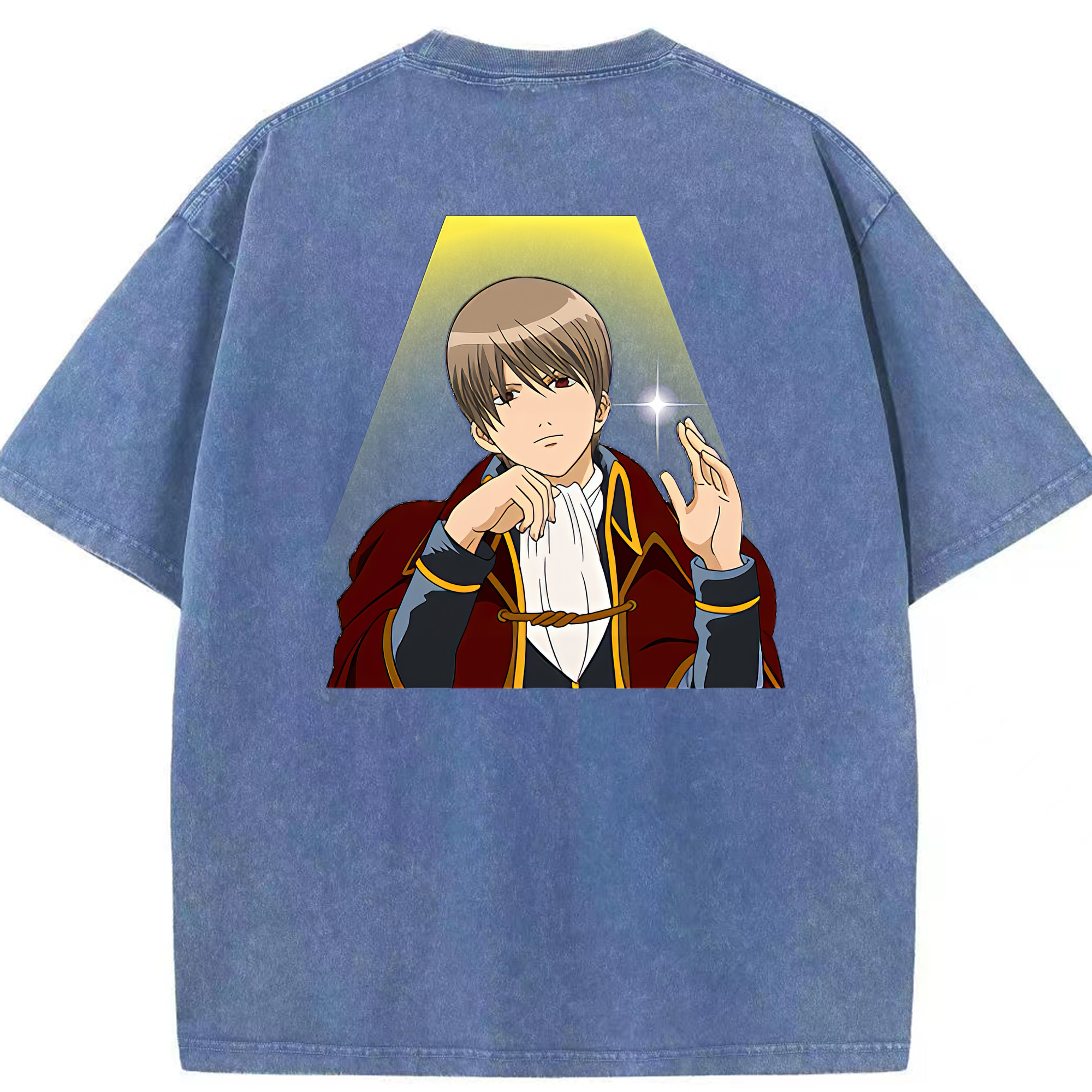 （画像用） ぎんたま 坂田銀時（さかたぎんとき） 神楽 志村新八（しむら しんぱち） GINTAMA Sakata Gintoki Kagura Shimura Shinpachi 綿100% ヴィンテージ風 半袖Tシャツ（背面プリント）