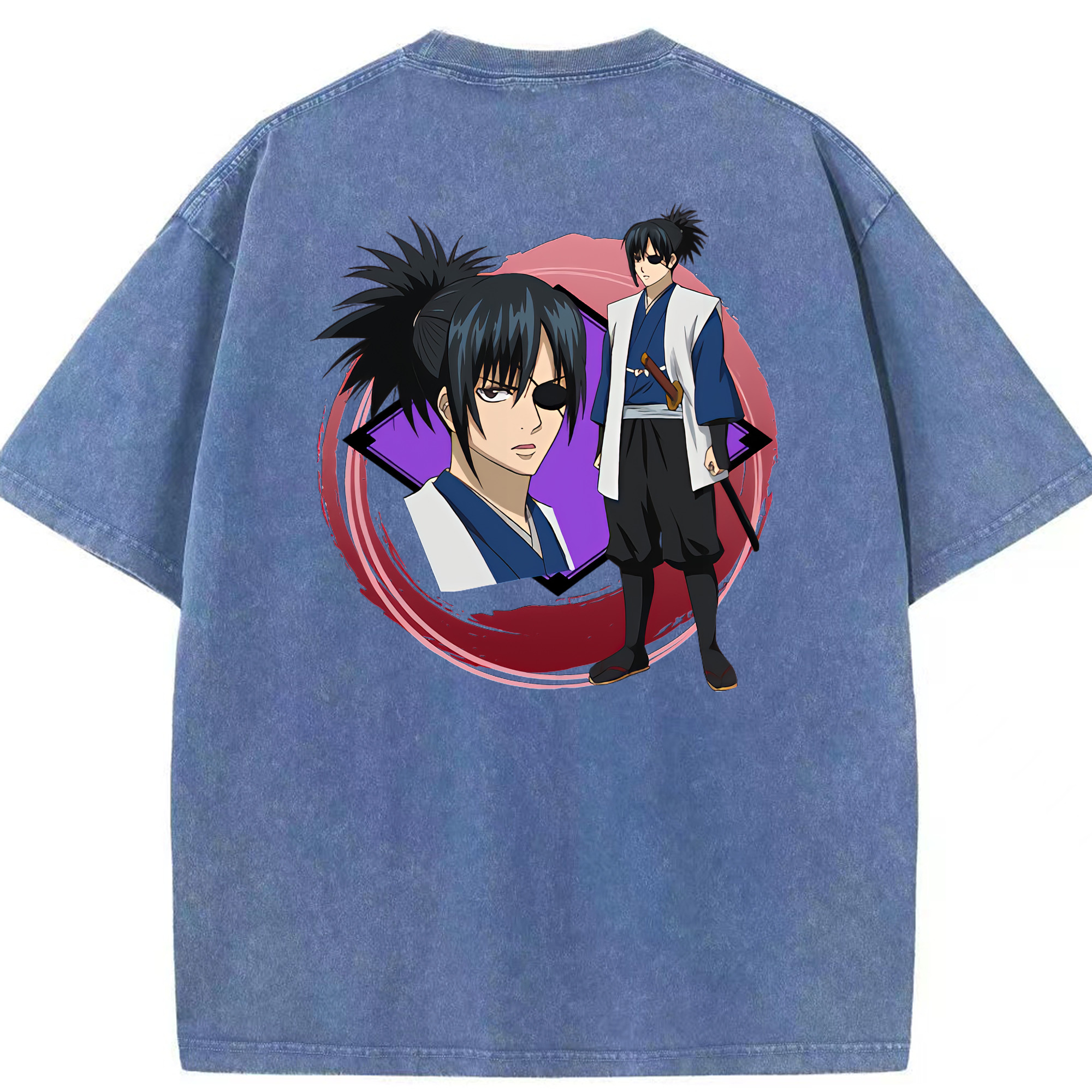 （画像用） ぎんたま 坂田銀時（さかたぎんとき） 神楽 志村新八（しむら しんぱち） GINTAMA Sakata Gintoki Kagura Shimura Shinpachi 綿100% ヴィンテージ風 半袖Tシャツ（背面プリント）